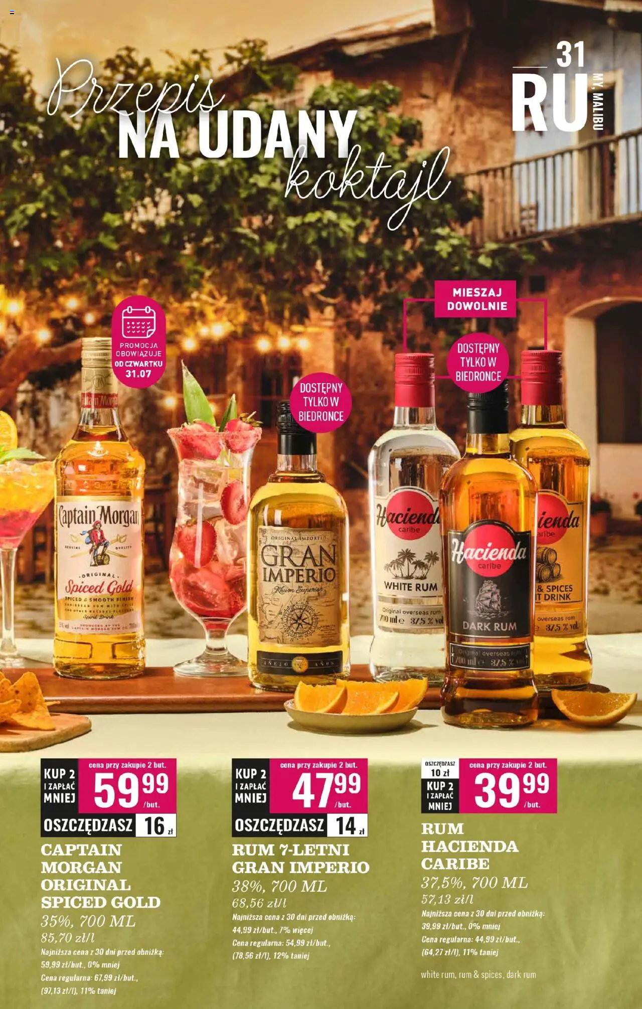Biedronka gazetka - Czas na toast od 28.07.2025 | Strona: 33 | Produkty: Captain Morgan, Rum, Finish