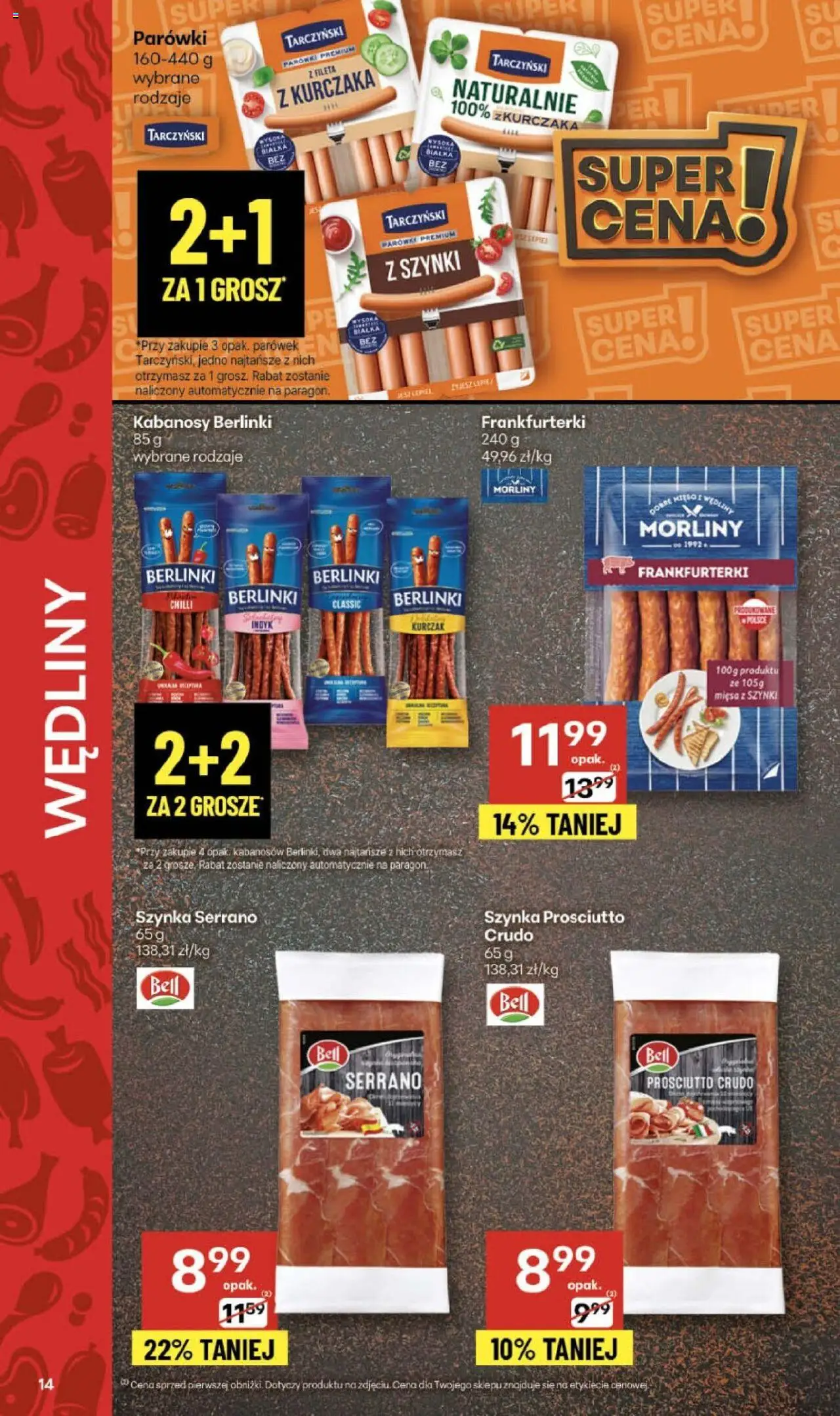 Delikatesy Centrum Gazetka od 23.10.2025 | Strona: 14 | Produkty: Kabanosy, Szynka, Prosciutto, Wędliny