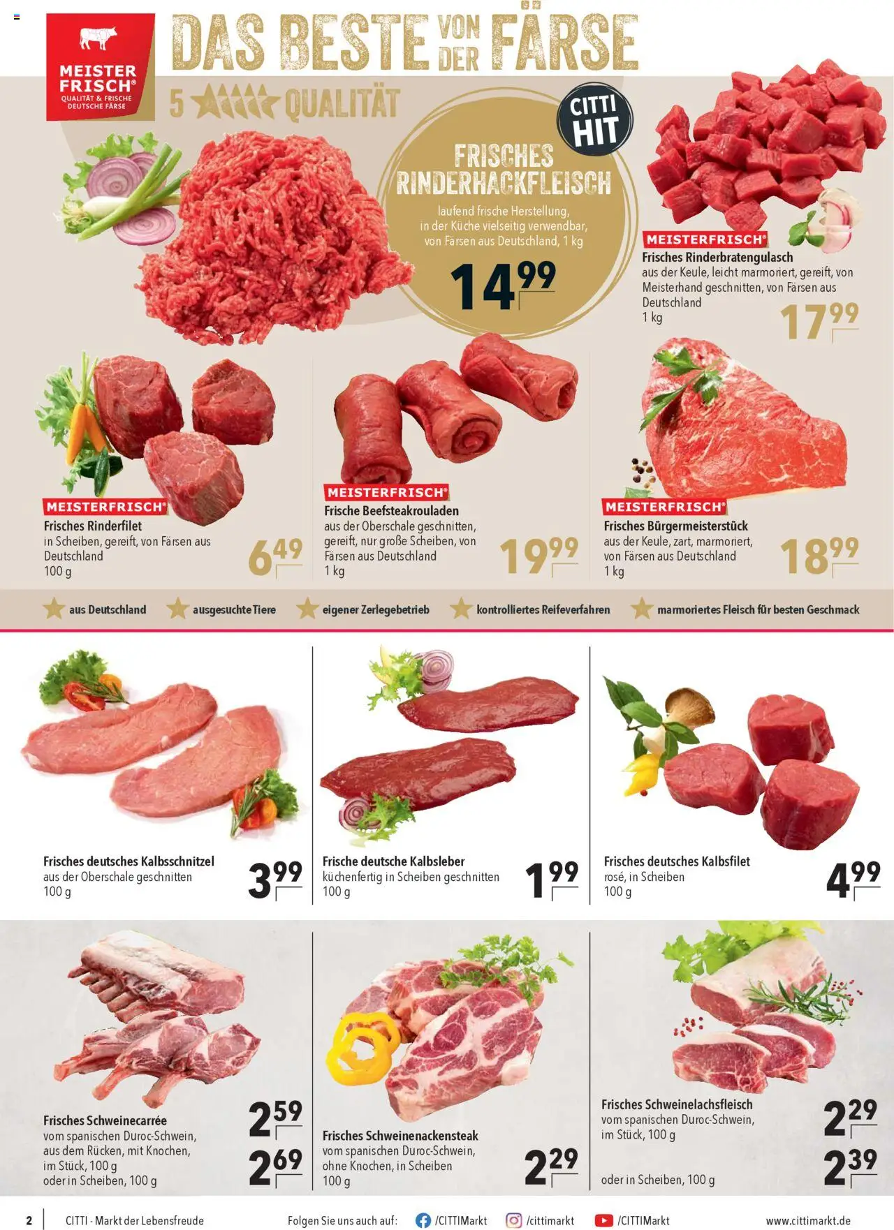 CITTI Markt Prospekt 	 - gültig ab dem 13.08.2025 | Seite: 2 | Produkte: Rinderfilet, Küche, Kalbsleber, Fleisch
