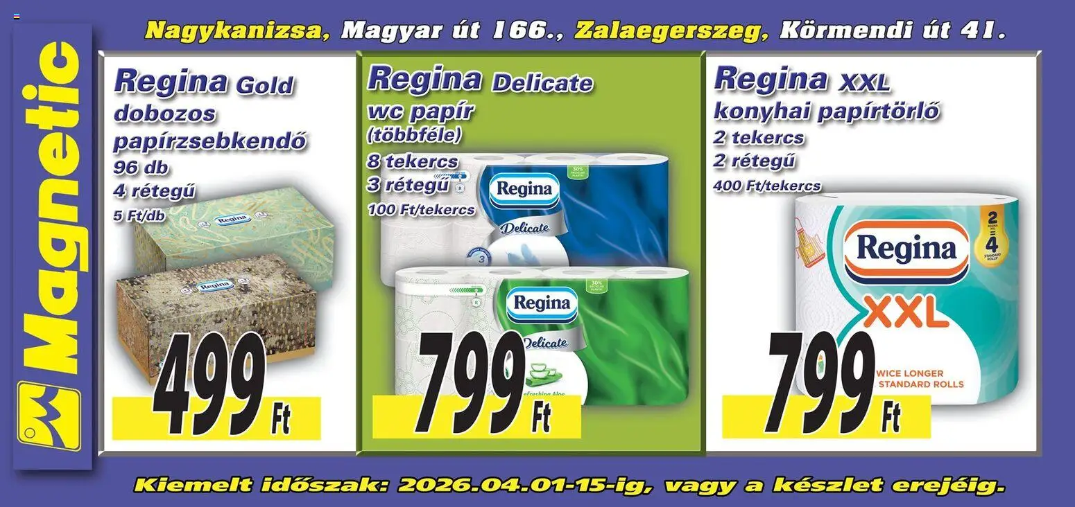 Magnetic akciós ujság - amely érvényes a következő dátumtól: 01.04.2026 | Oldal: 4 | Termékek: Papírtörlő, Papírzsebkendő, WC, Wc papir