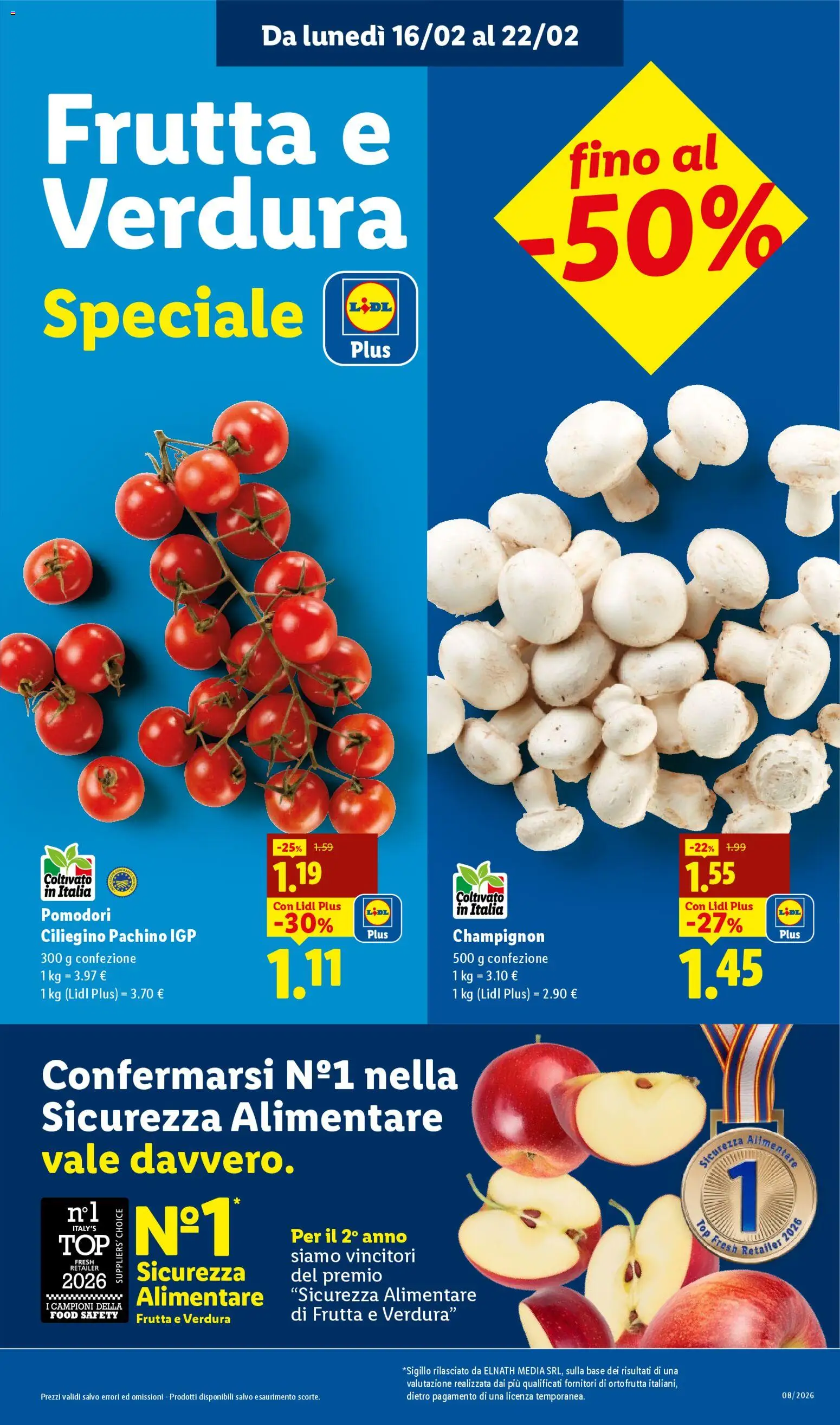 Volantino Lidl del 16.02.2026 | Pagina: 3 | Prodotti: Frutta, Top, Pomodori