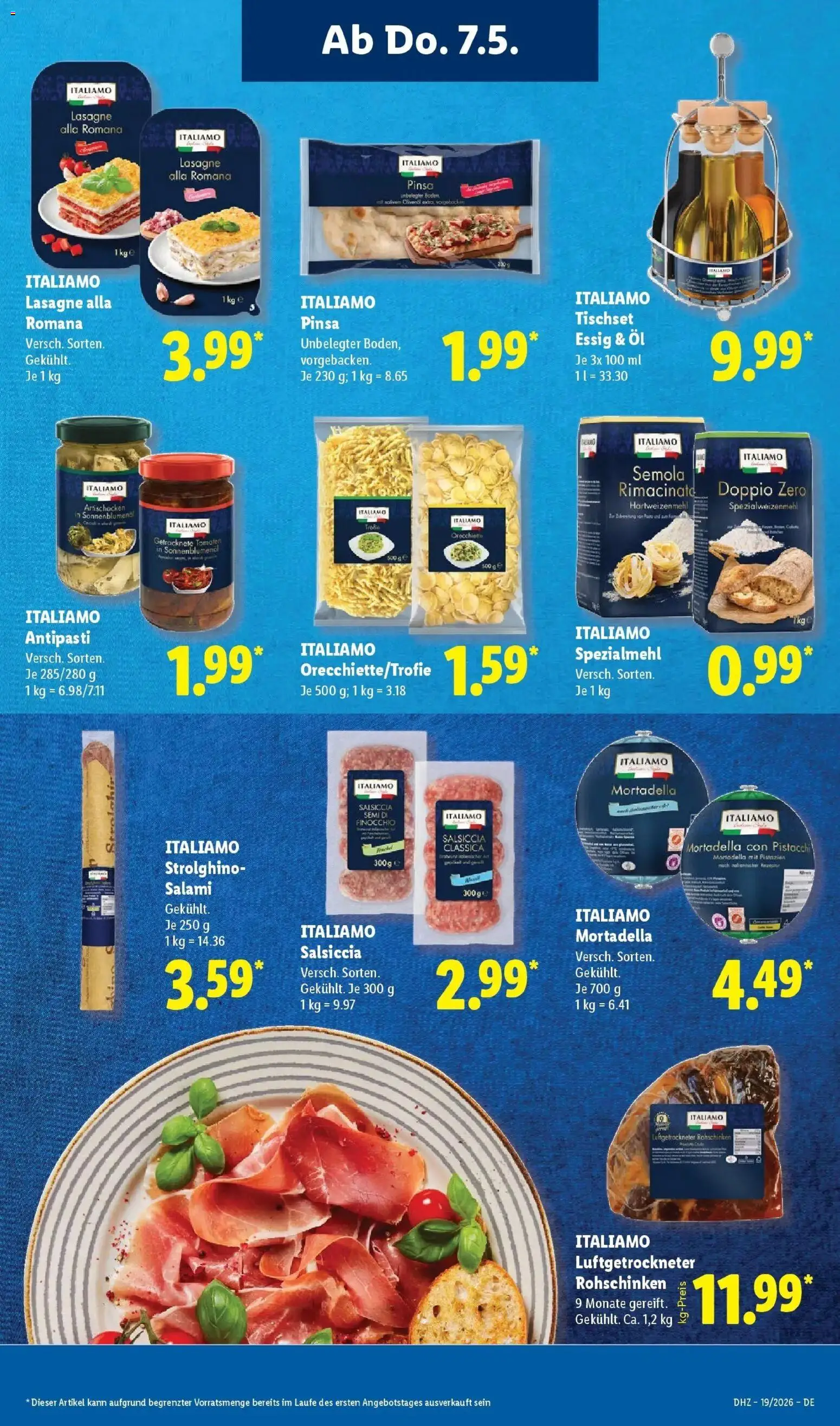 Lidl Německo leták od 04.05.2026 | Strana: 59 | Produkty: Salsiccia, Mortadella, Pinsa, Lasagne