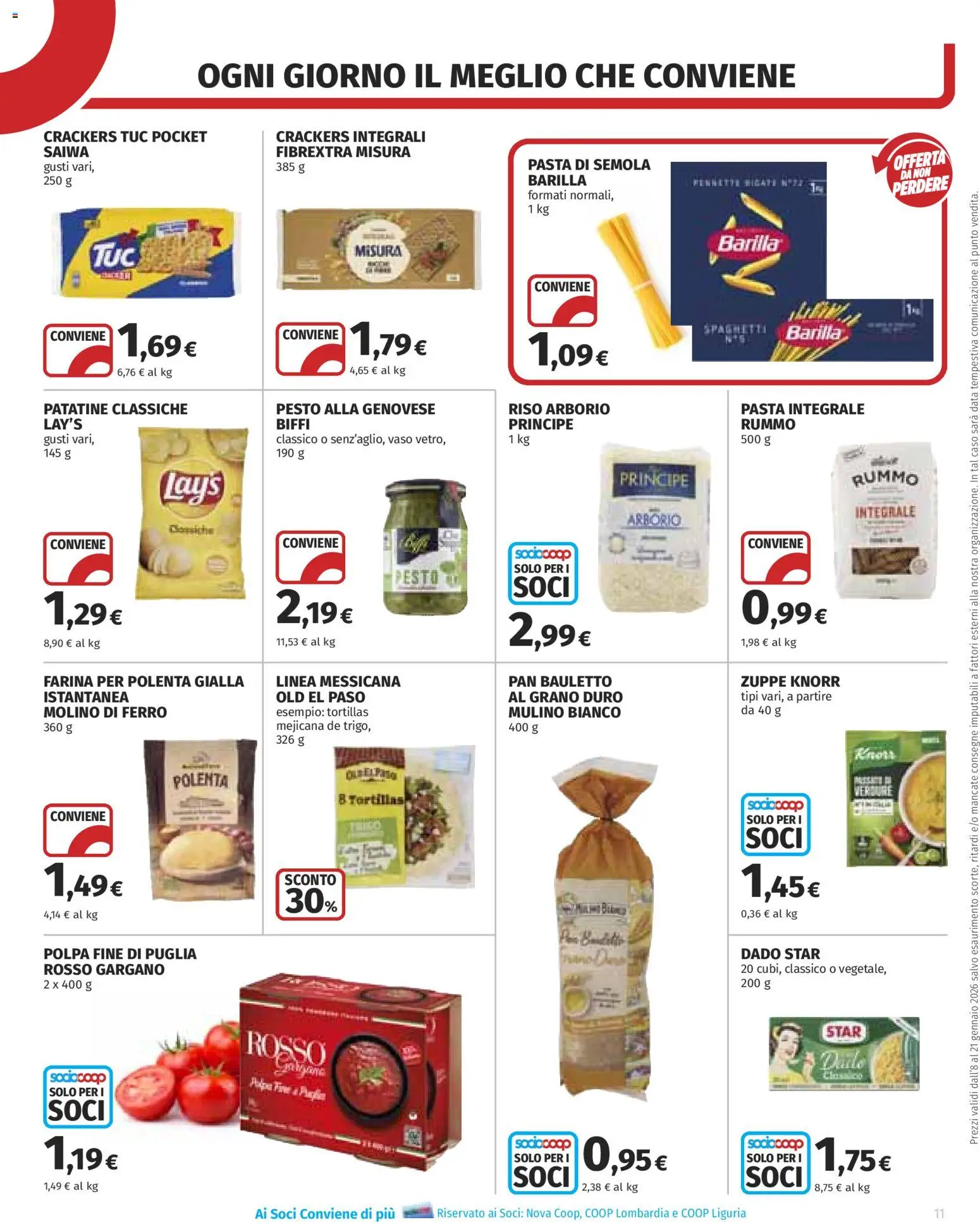 Volantino COOP del 08.01.2026 | Pagina: 11 | Prodotti: Farina, Pasta, Pesto, Vaso