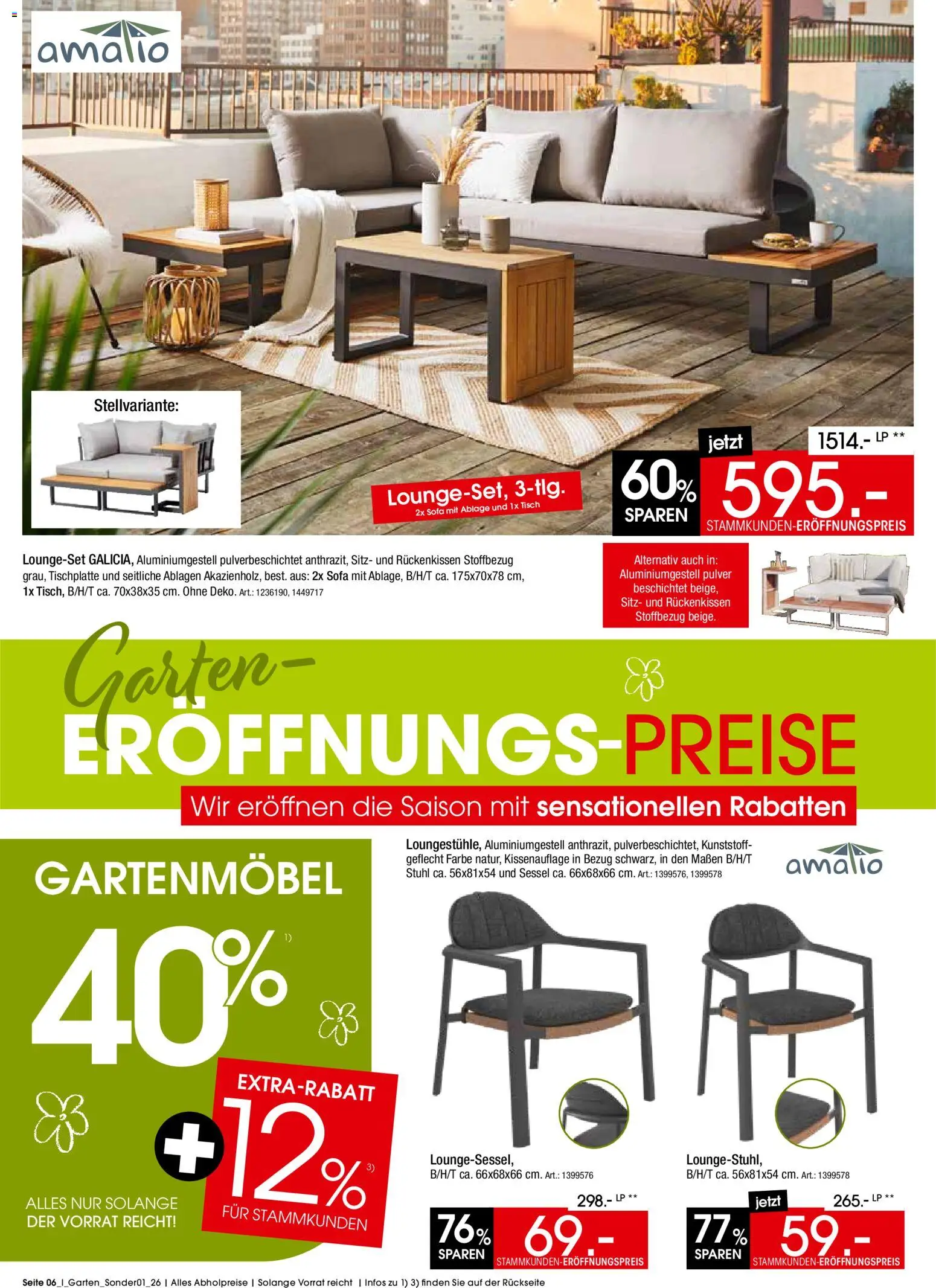 Zurbrüggen Garten Eröffnungspreise – gültig ab 31.03.2026 | Seite: 6 | Produkte: Sofa, Sessel, Tisch, Stuhl