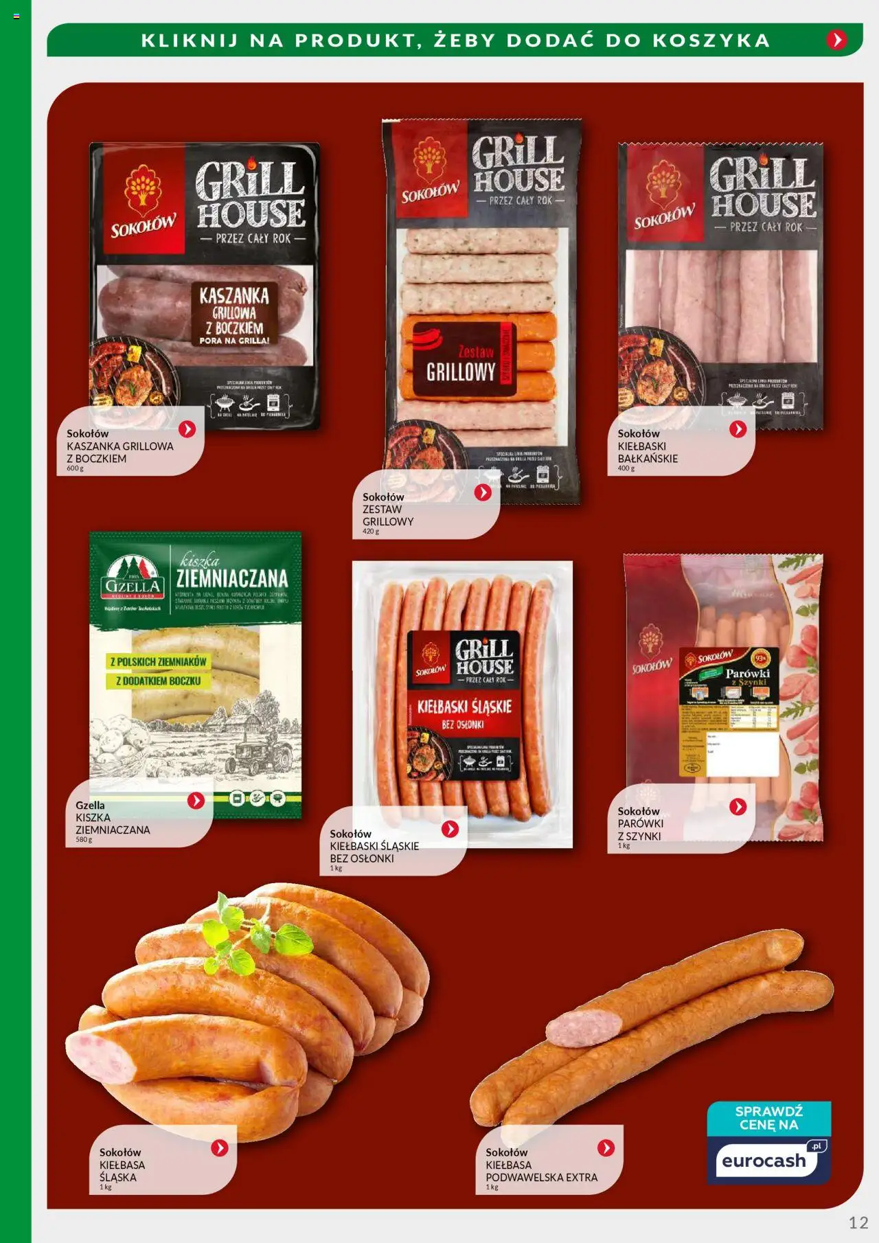 Eurocash Gazetka - Oferta Handlowa MR Południowy Wschód od 04.08.2025 | Strona: 12 | Produkty: Kiełbasa, Parówki z szynki, Parówki, Kiełbaski