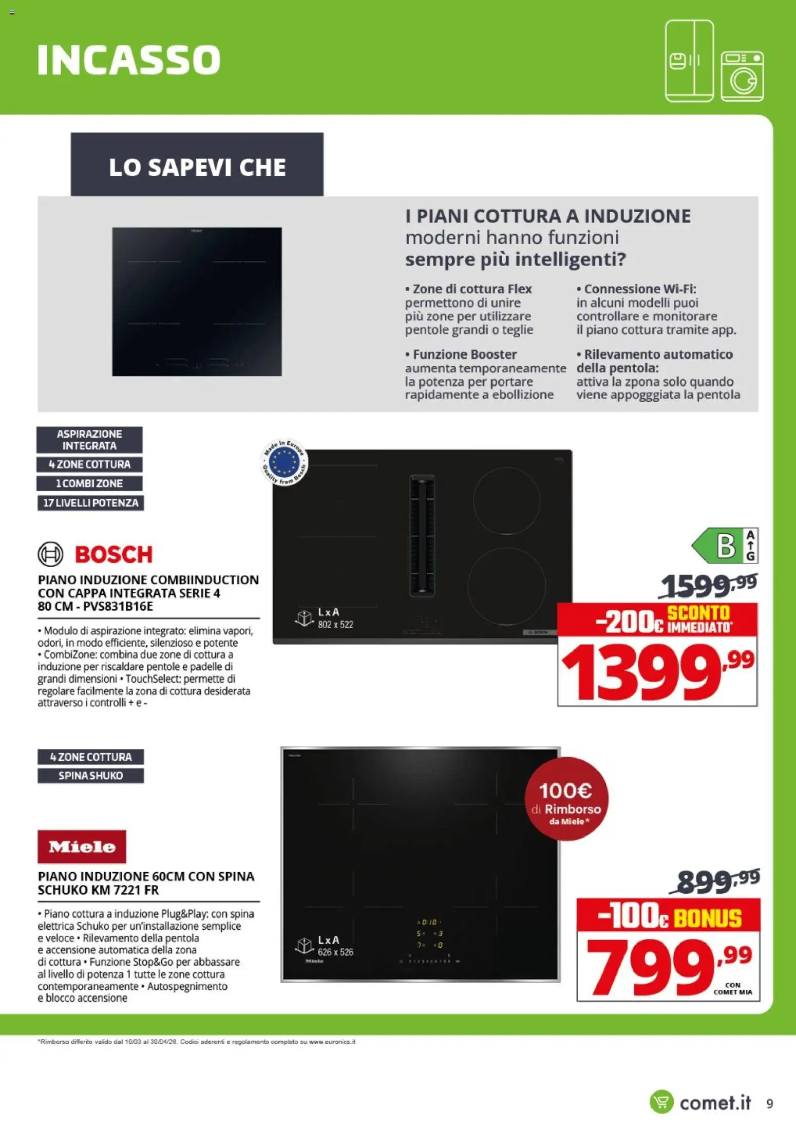 Volantino Comet del 13.04.2026 | Pagina: 9 | Prodotti: Piano cottura, Monitorare, Miele