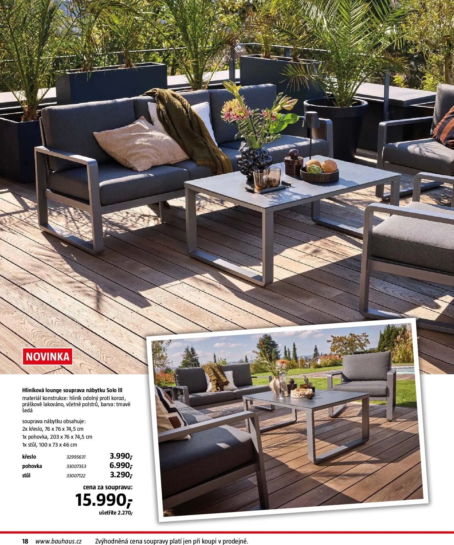 Bauhaus katalog Záhradní nábytek od 08.04.2026 | Strana: 18 | Produkty: Pohovka, Křeslo, Stůl