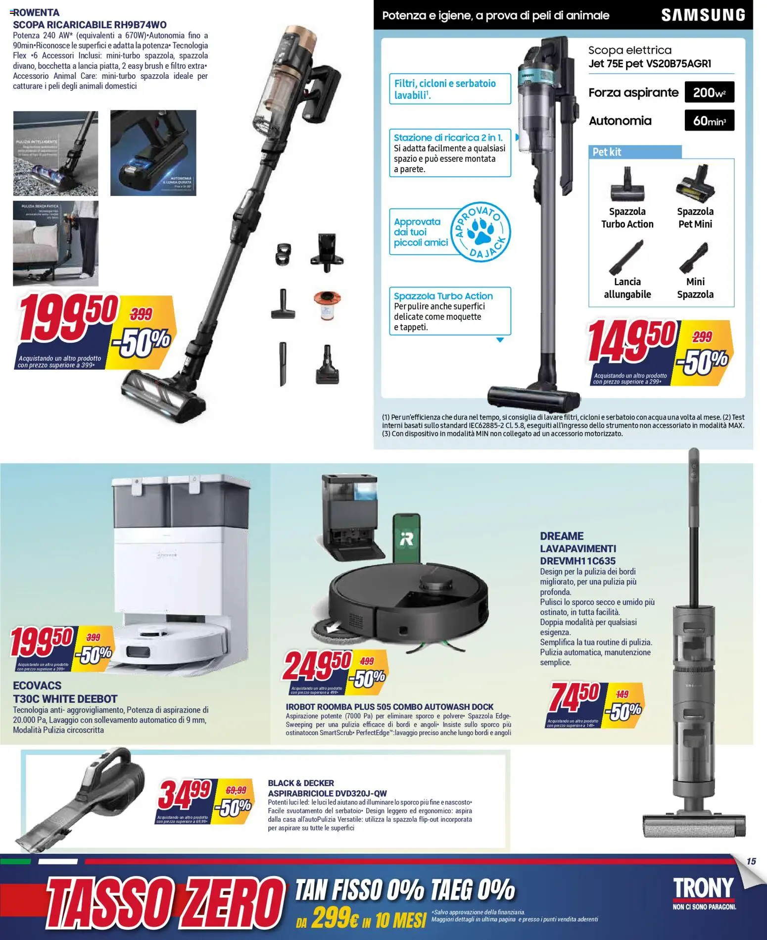 Volantino Trony del 04.12.2025 | Pagina: 15 | Prodotti: Spazzola, Acqua, Scopa, Samsung