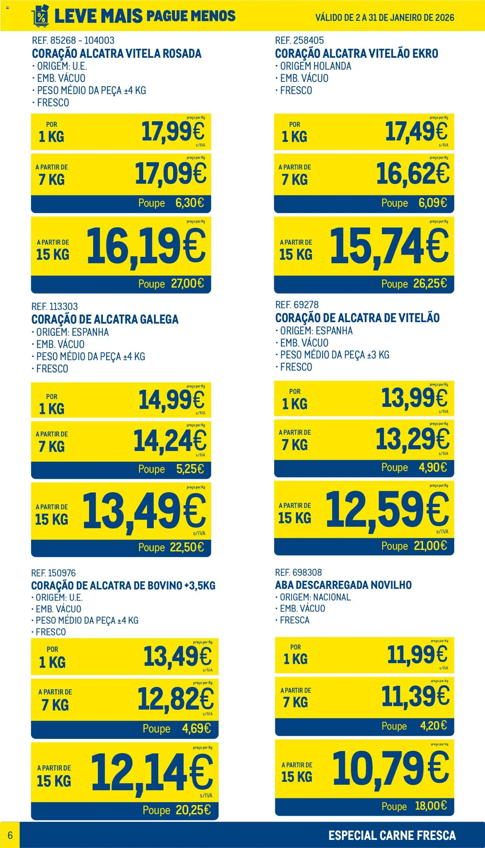 Makro Leve Mais Pague Menos - Carne Fresca │ válido de 02.01.2026 | Página: 6 | Produtos: Vitela, Carne