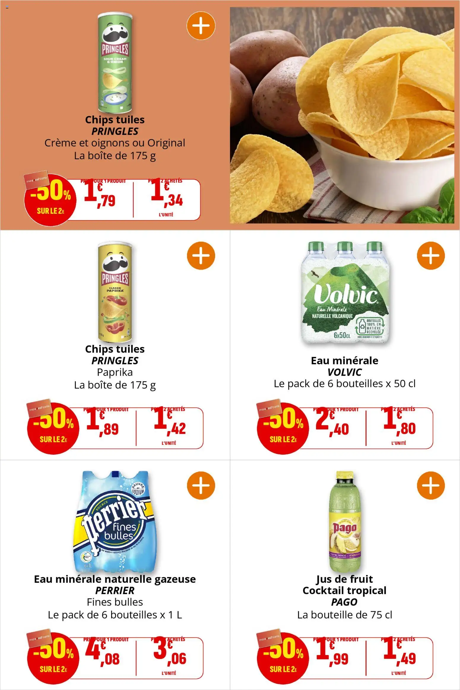 {H1} | Page: 34 | Produits: Volvic, Paprika, Eau minérale naturelle, Crème