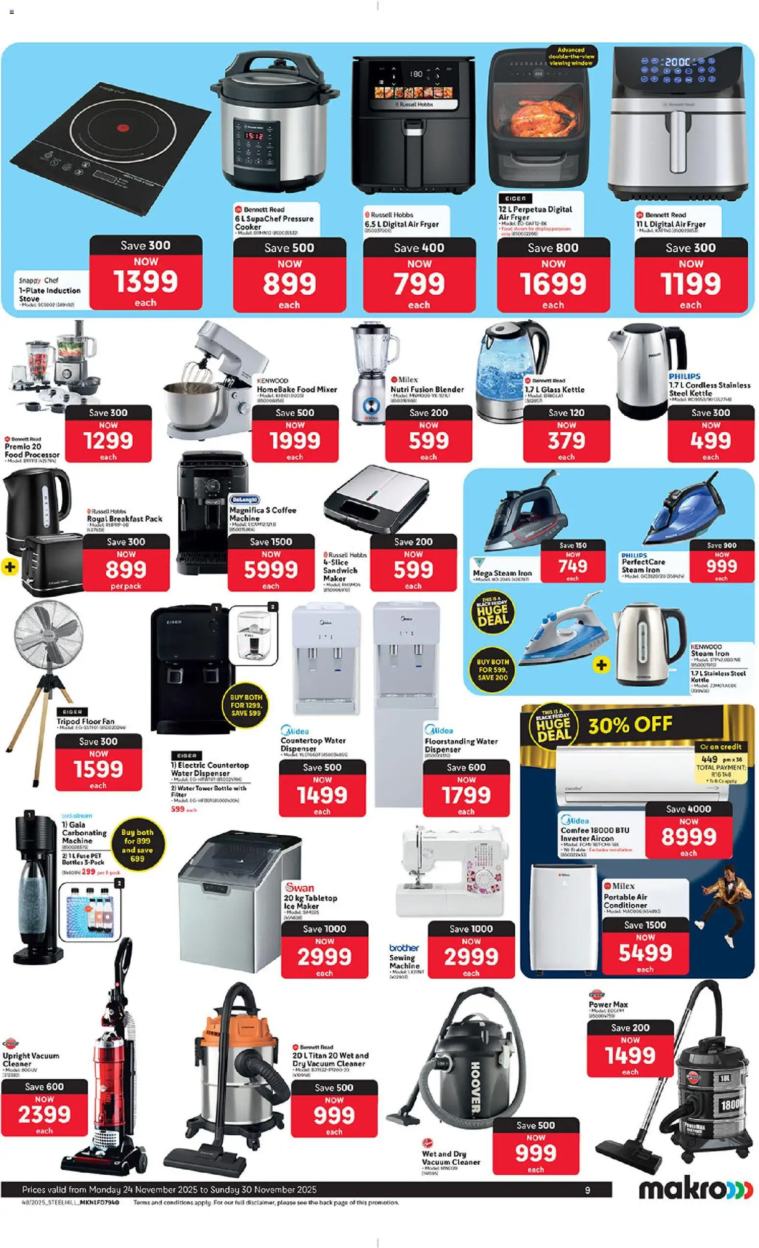 New Makro catalogue – valid from 24.11.2025 | Page: 9 | Products: Stove, Sewing machine, Fryer, Water