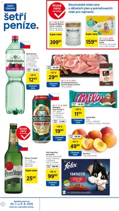 Tesco leták - Supermarket od 30.07.2025 | Strana: 2 | Produkty: Radegast Ryze Hořká 12, Kapsičky pro kočky, Mila, Láhev