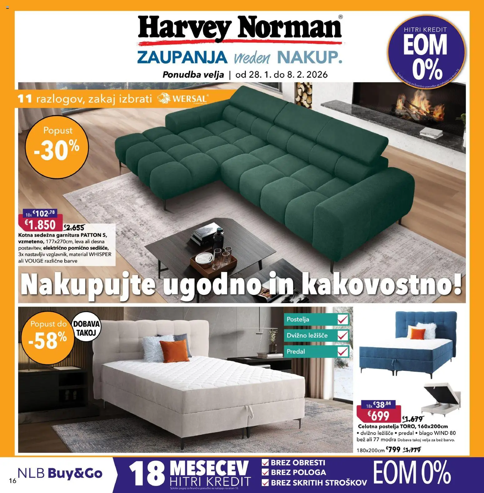 Novi Harvey Norman katalog ponudbe – veljaven od 28.01.2026 | Stran: 16 | Izdelki: Ležišče, Postelja, Sedezna garnitura
