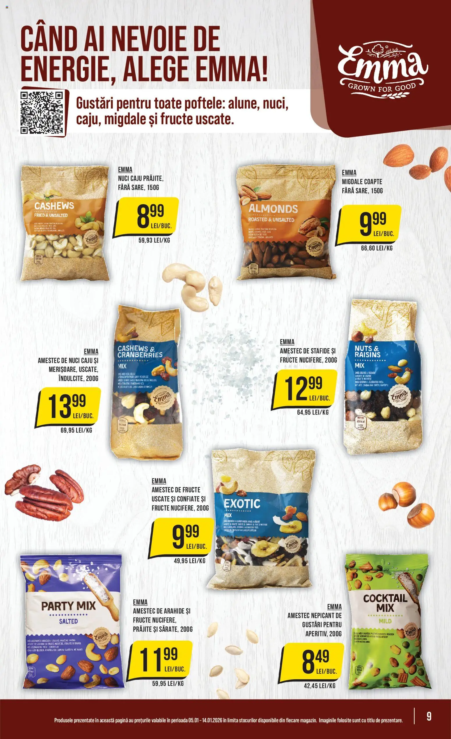 Noul catalog Mega Image – valabil de la 05.01.2026 | Pagină: 9 | Produse: Arahide, Migdale, Cocktail, Caju
