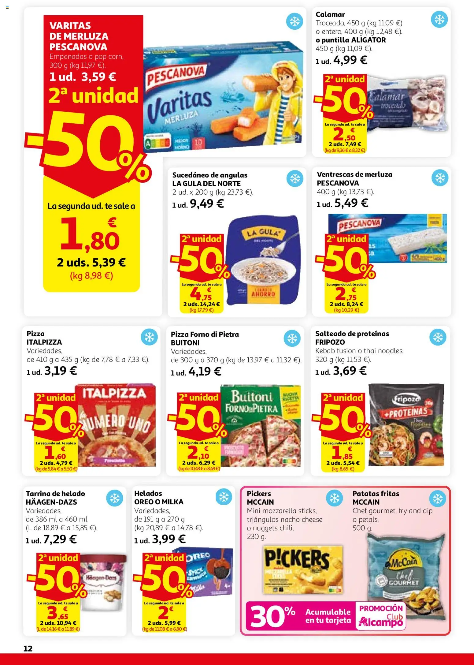 Alcampo - HG Catalán │ válido desde el 26.02.2026 | Página: 12 | Productos: Pizza, Té, Helado, Nuggets