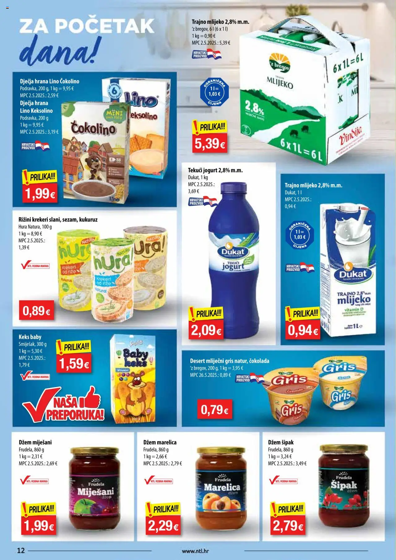 NTL katalog | vrijedi od 08.10.2025 | Stranica: 12 | Proizvodi: Keksolino, Trajno mlijeko, Krekeri, Čokolino