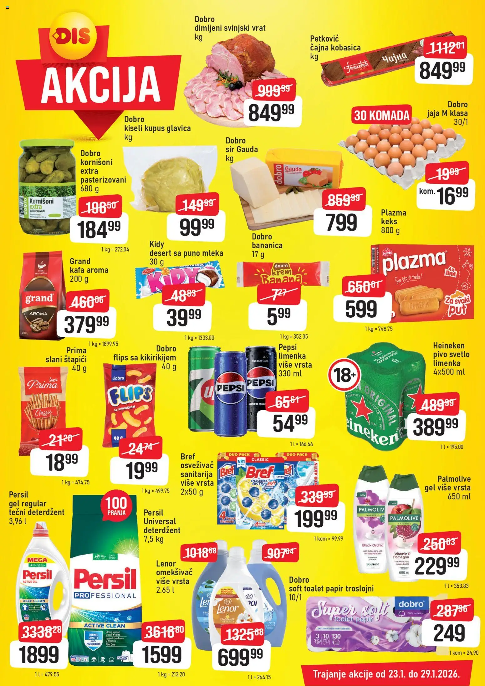 DIS katalog - važi od 23.01.2026 | Strana: 2 | Proizvode: Bref, Svinjski vrat, Kafa, Persil