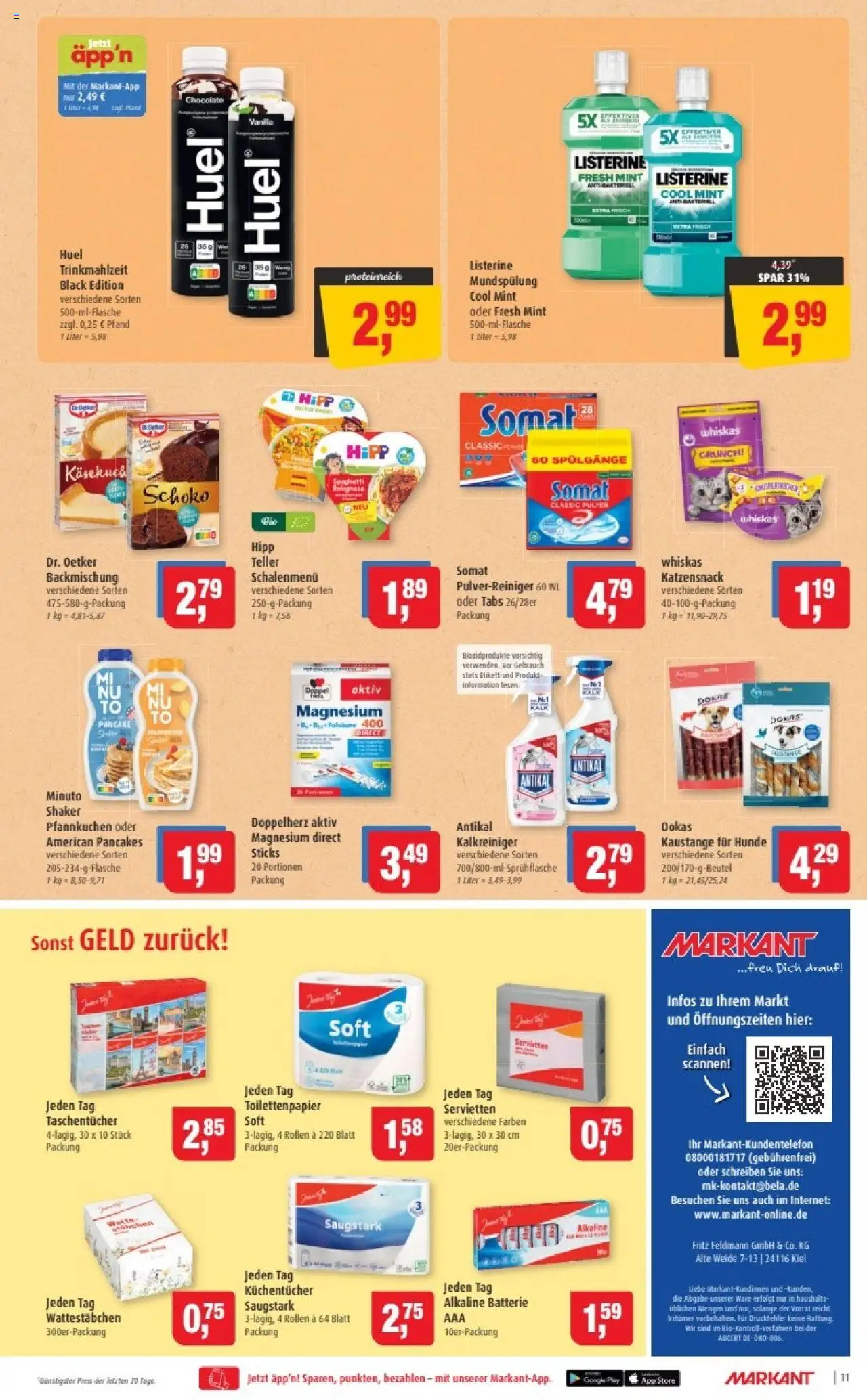 Markant Prospekt 	 – gültig ab 20.10.2025 | Seite: 11 | Produkte: Wattestäbchen, Batterie, Listerine, Toilettenpapier