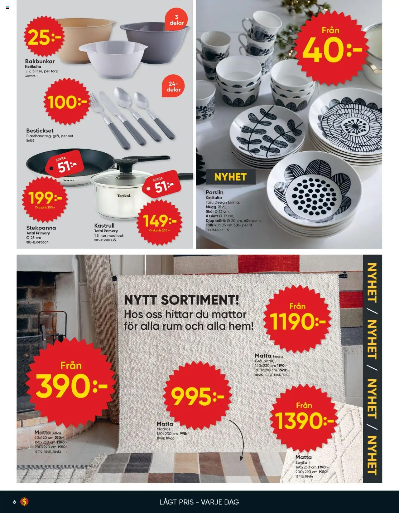 Dollar Store reklamblad aktuell från 20.10.2025 | Sida: 6 | Produkter: Matta, Set, Stekpanna
