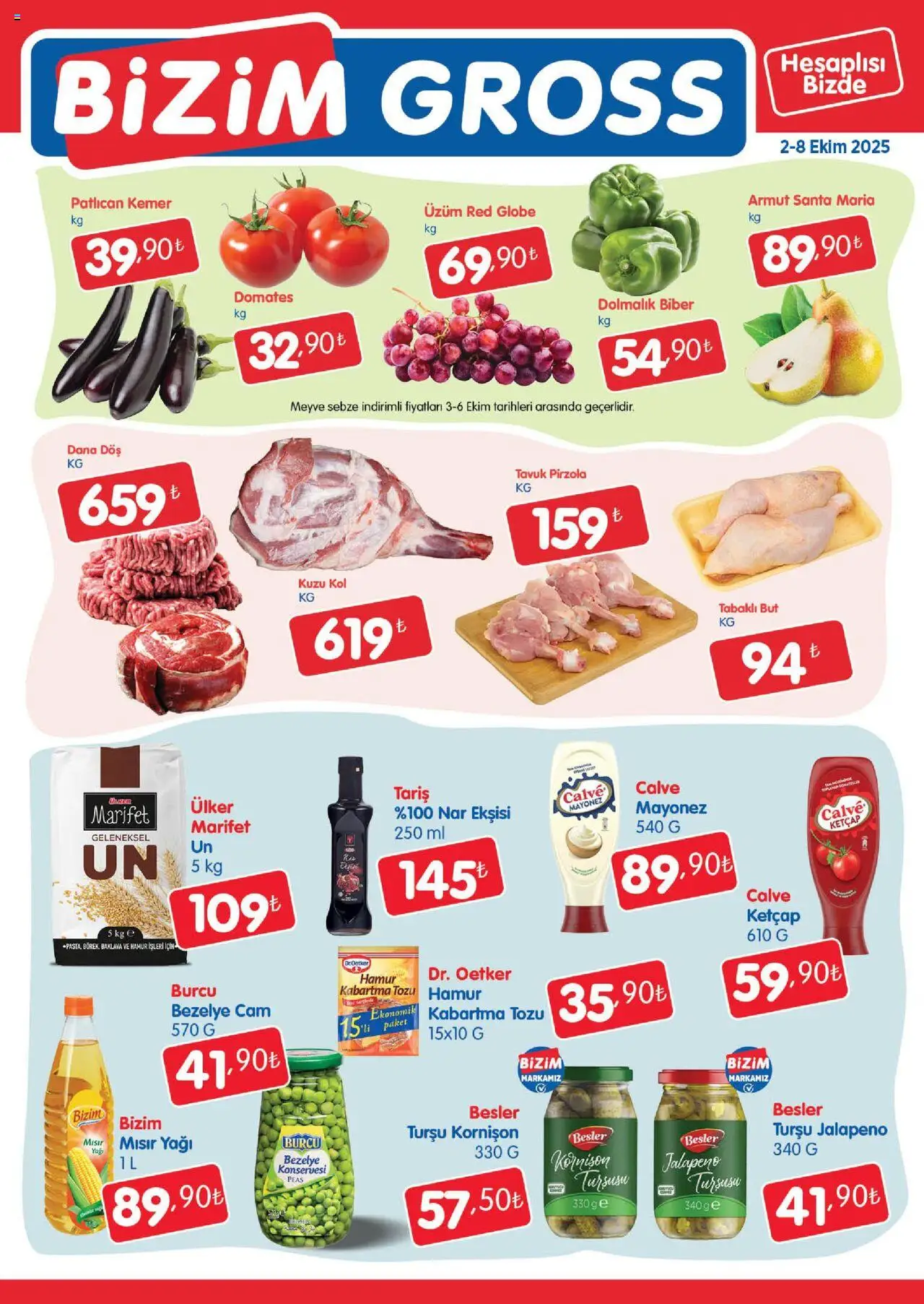 Bizim Toptan - Bizim Gross Fırsat Bülteni - 02.10.2025 tarihinden itibaren geçerlidir | Sayfa: 2 | Ürünler: Domates, Nar ekşisi, Armut, Mısır