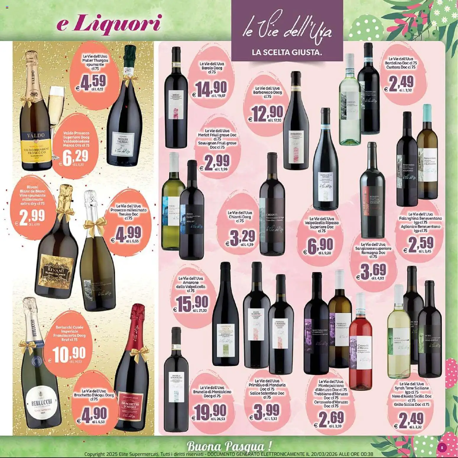 Volantino Elite Supermercati del 20.03.2026 | Pagina: 5 | Prodotti: Prosecco, Vino, Spumante