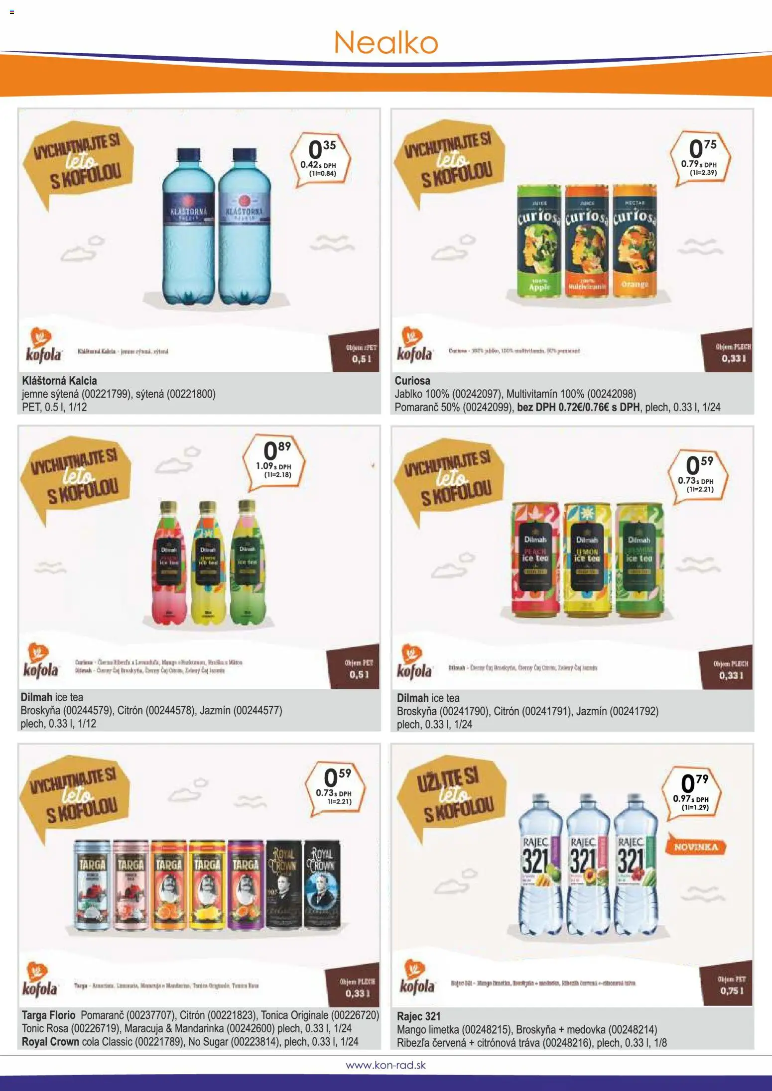Nové KON - RAD akcie – leták je platný od 01.05.2026 | Strana: 33 | Produkty: Rajec, Apple, Mango, Cola