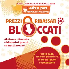 Anteprima del volantino Elite Supermercati Pet Prezzi Ribassati catalogo valido a partire dal 01.01.2026