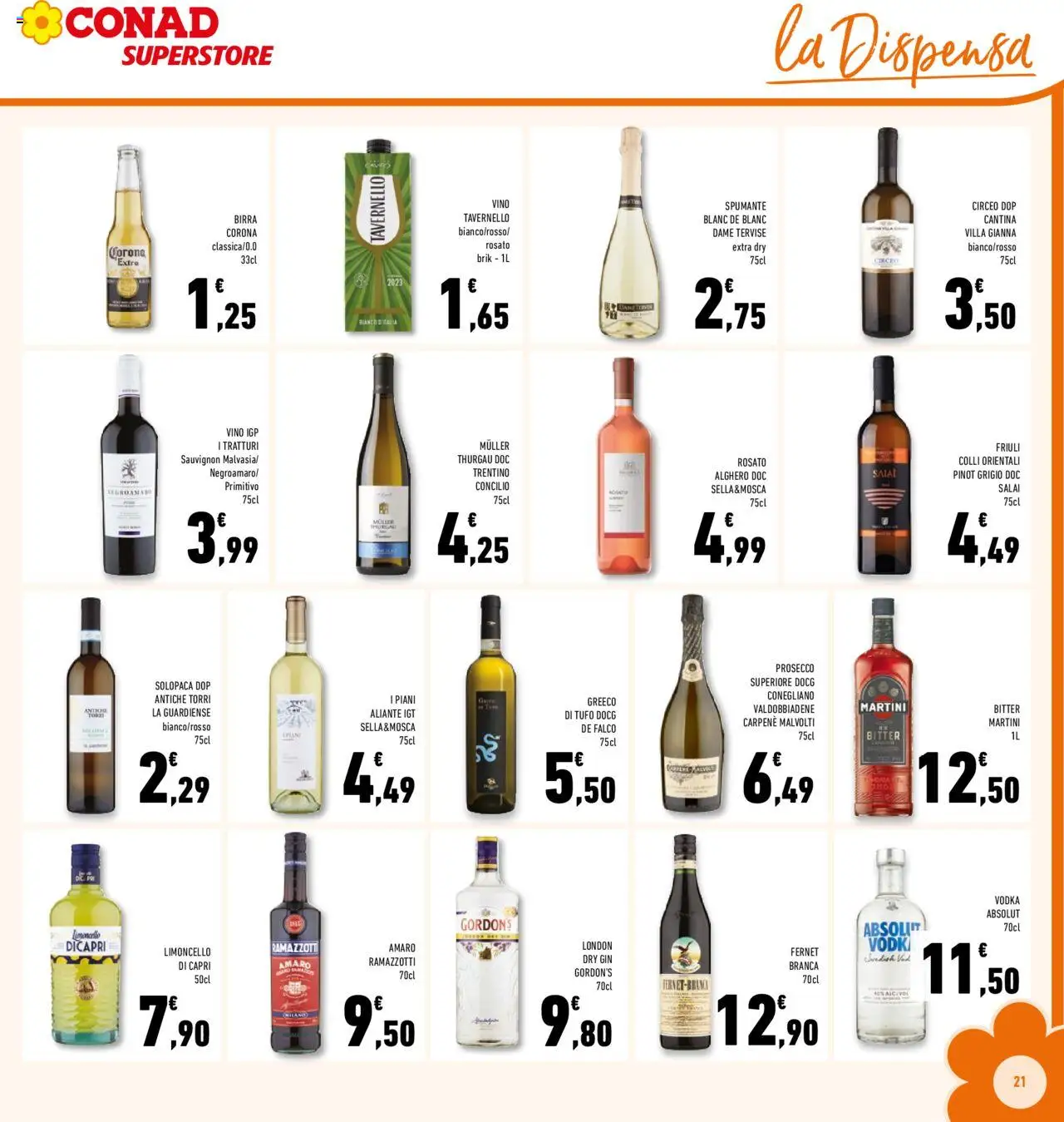 Volantino Conad del 27.08.2025 | Pagina: 21 | Prodotti: Birra, Gin, Vino, Limoncello