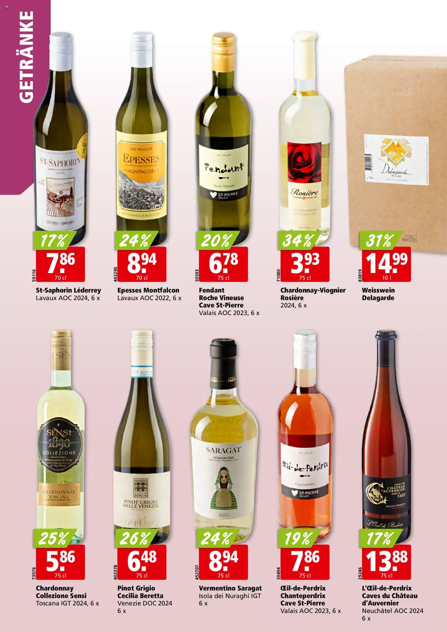 Aligro Aktionen Schlieren, Gossau SG, Frauenfeld, Rapperswil-Jona, Sargans, Bern, Brüttisellen, Pratteln, Emmen, Spreitenbach – gültig ab 19.01.2026 | Seite: 24 | Produkte: Weißwein