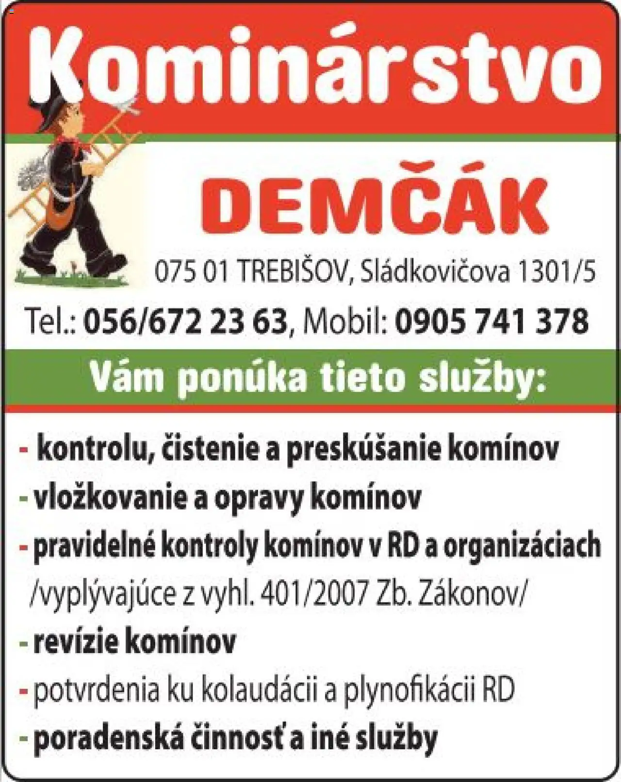 Nové Kominárstvo Demčák akcie – leták je platný od 09.09.2025 | Strana: 1 | Produkty: Mobil
