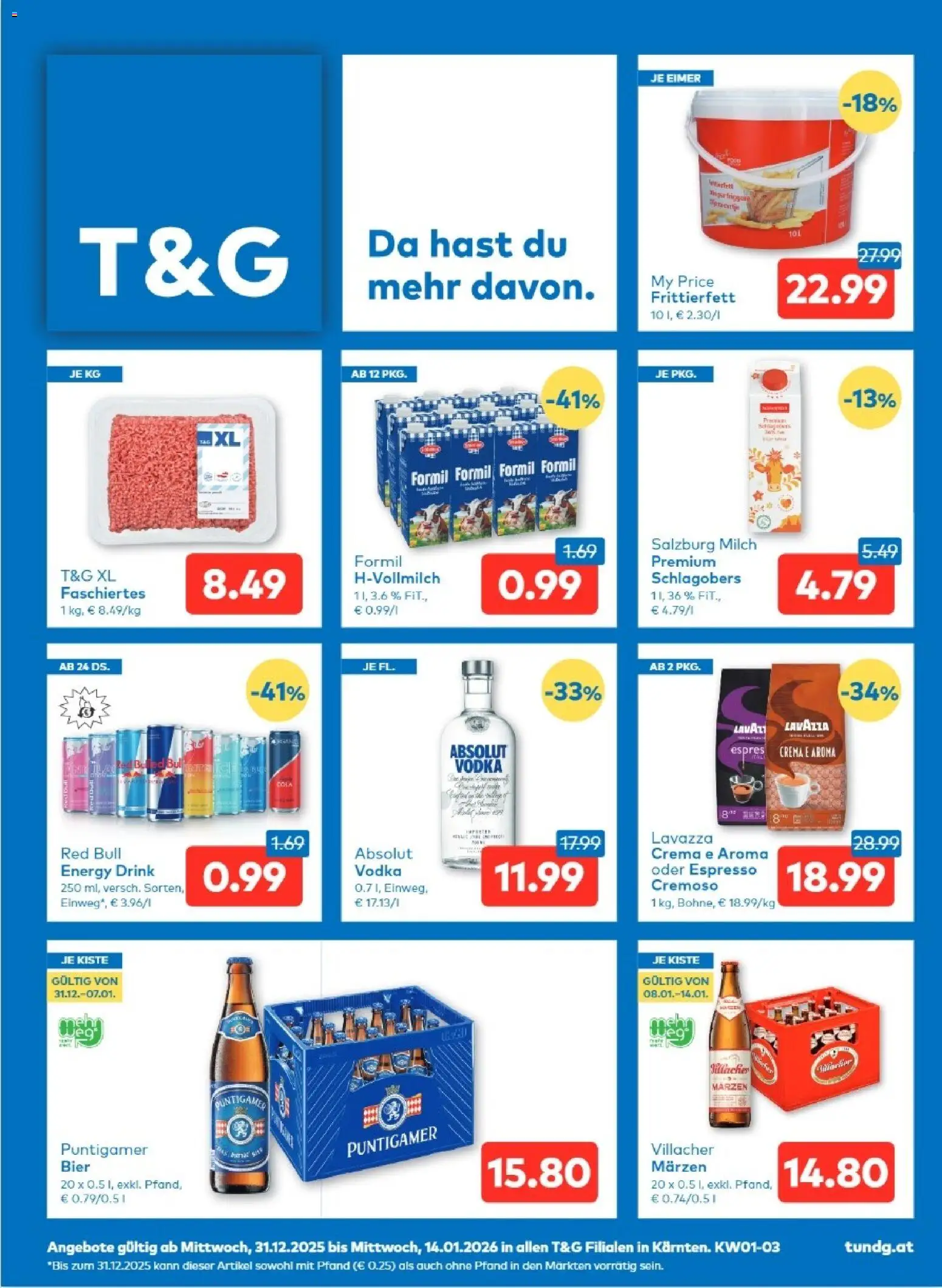 T&G - Kärnten gültig ab 31.12.2025 | Seite: 1 | Produkte: Milch, Bier