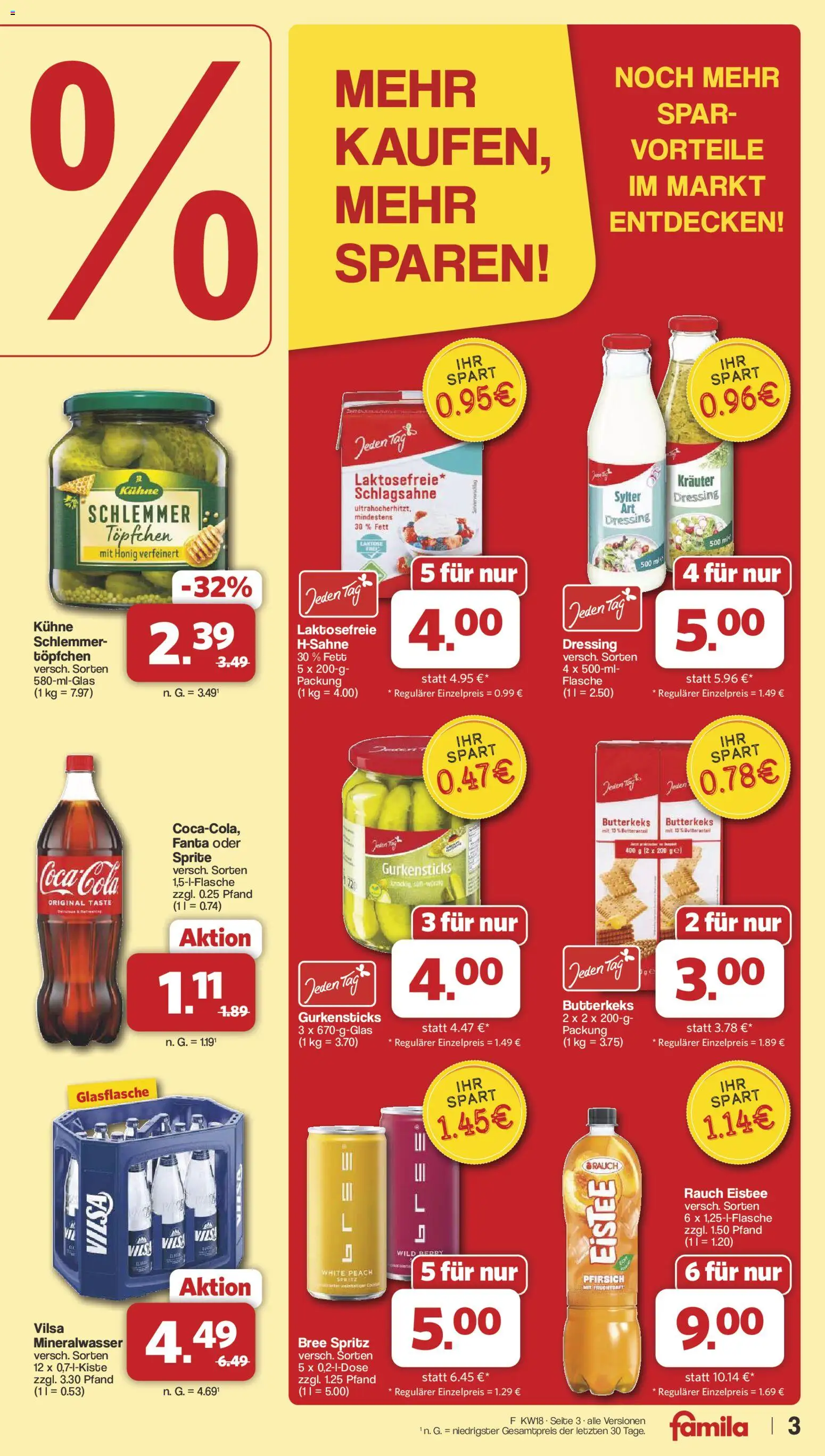 Famila Nordwest Prospekt 	 – gültig ab 27.04.2026 | Seite: 3 | Produkte: Schlagsahne, Bree, Dressing, Pfirsich