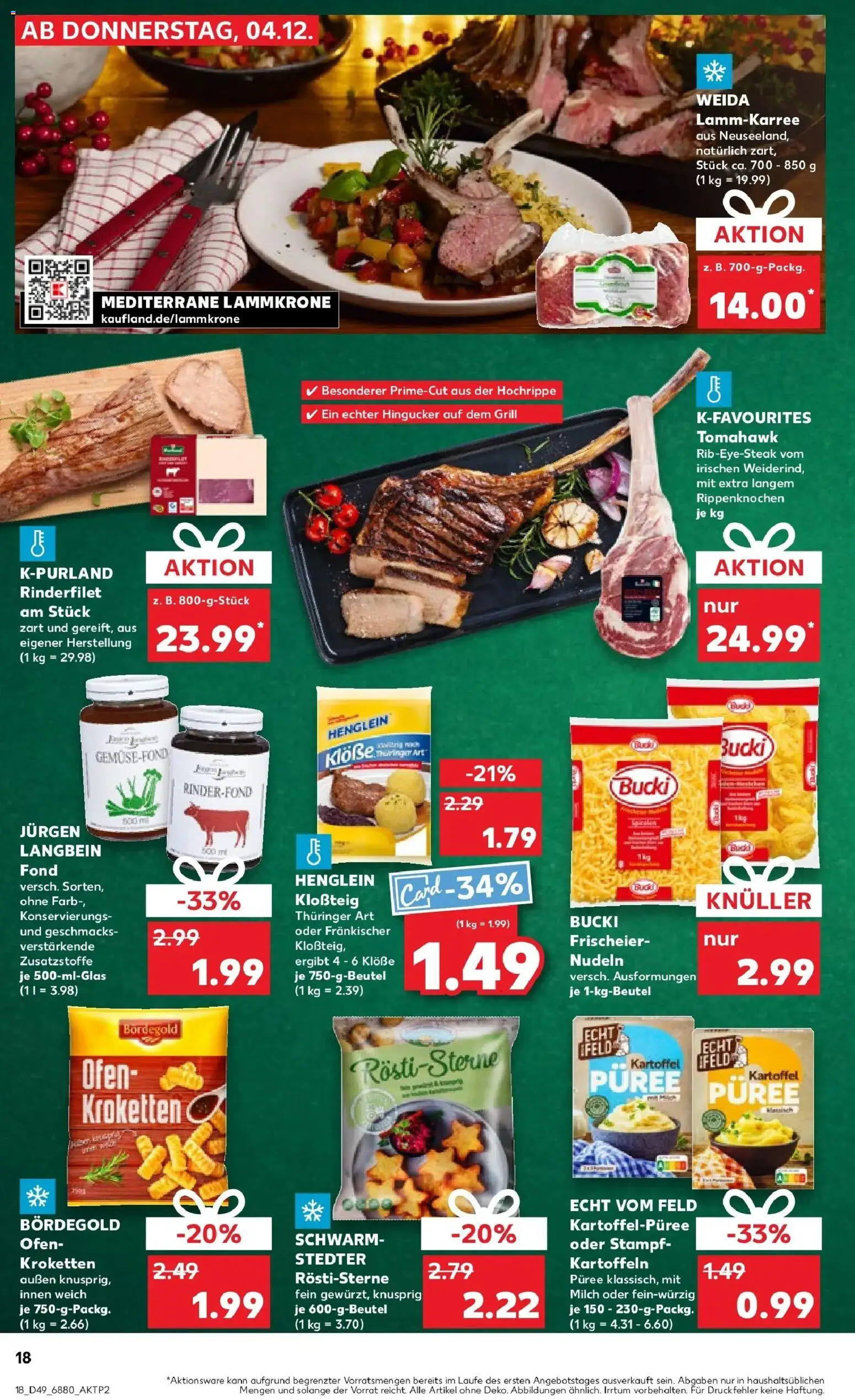 Kaufland prospekt Bad Kreuznach	 – gültig ab 08.12.2025 | Seite: 18 | Produkte: Milch, Rinderfilet, Kartoffeln, Nudeln