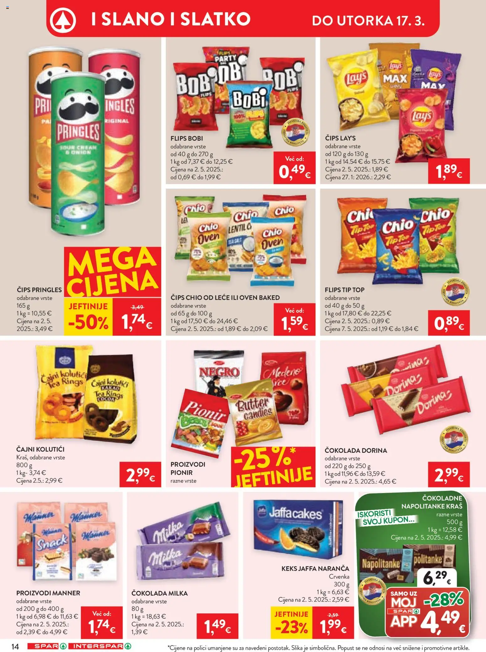Spar katalog | vrijedi od 08.03.2026 | Stranica: 20 | Proizvodi: Čajni kolutići, Dorina, Pringles, Milka