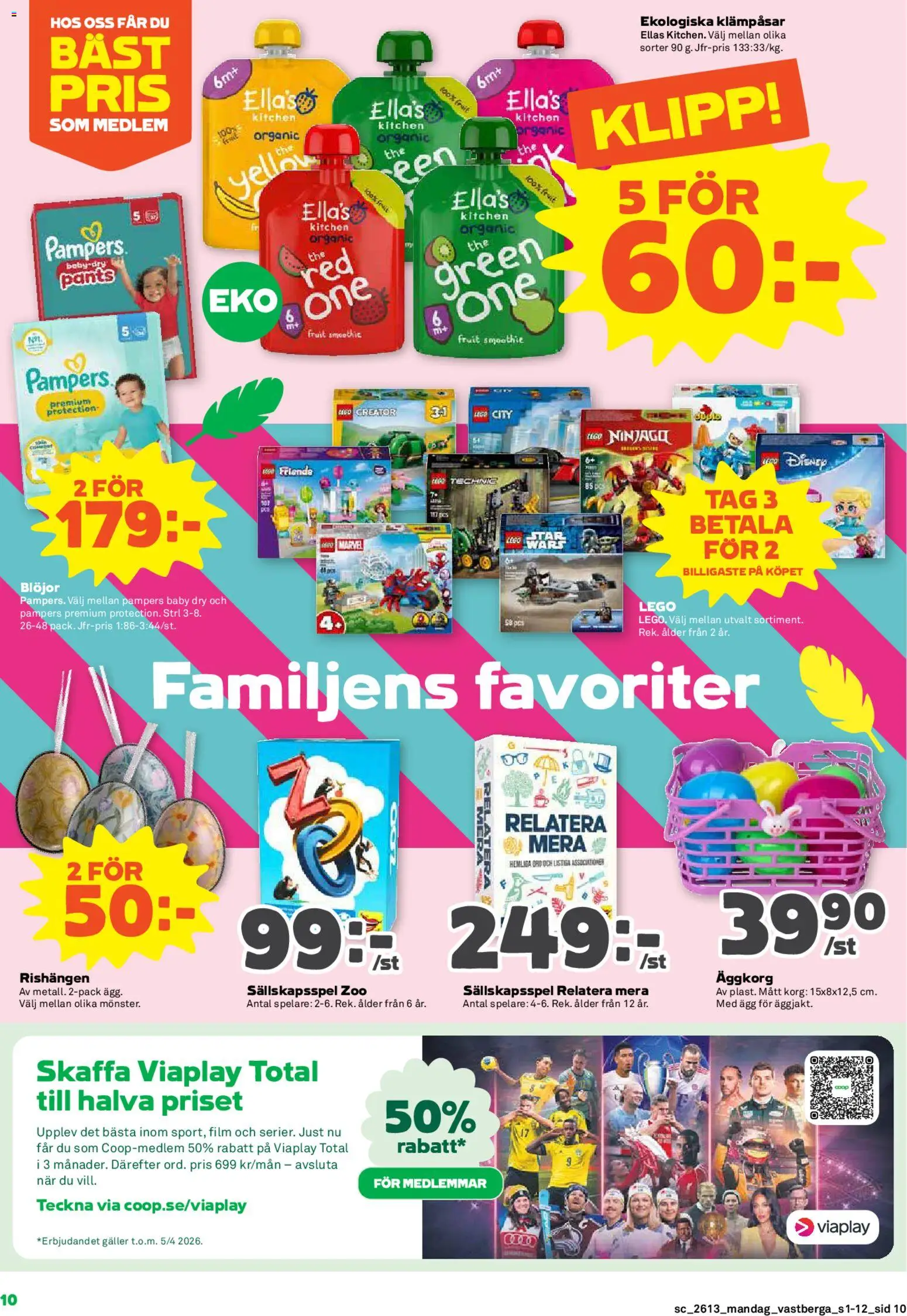 Coop Forum reklamblad aktuell från 23.03.2026 | Sida: 10 | Produkter: Sällskapsspel, Korg, Ägg, Blöjor