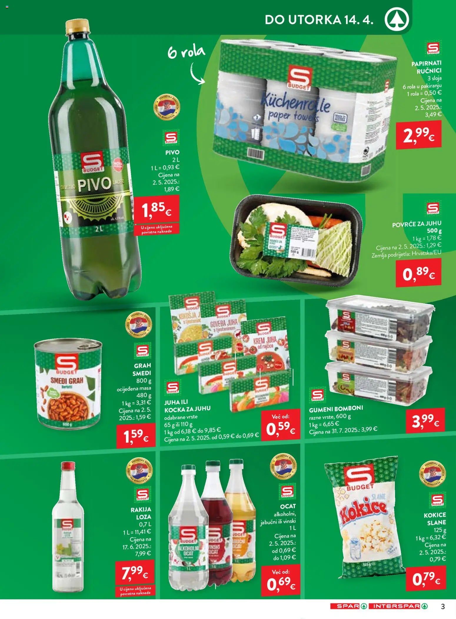 Spar katalog | vrijedi od 08.04.2026 | Stranica: 3 | Proizvodi: Juha, Povrće, Ocat, Rakija