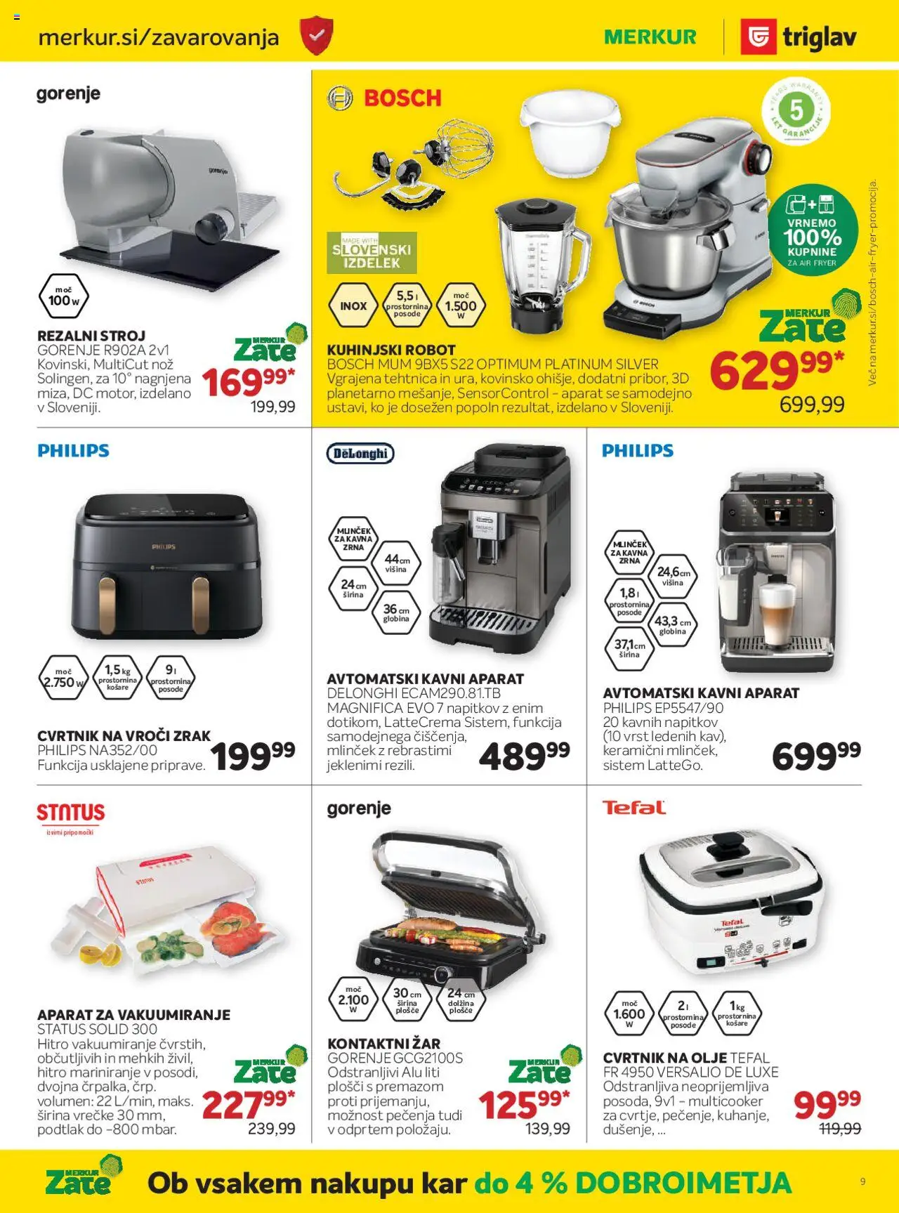 Novi Merkur katalog ponudbe – veljaven od 01.10.2025 | Stran: 9 | Izdelki: Nož, Robot, Olje, Tehtnica