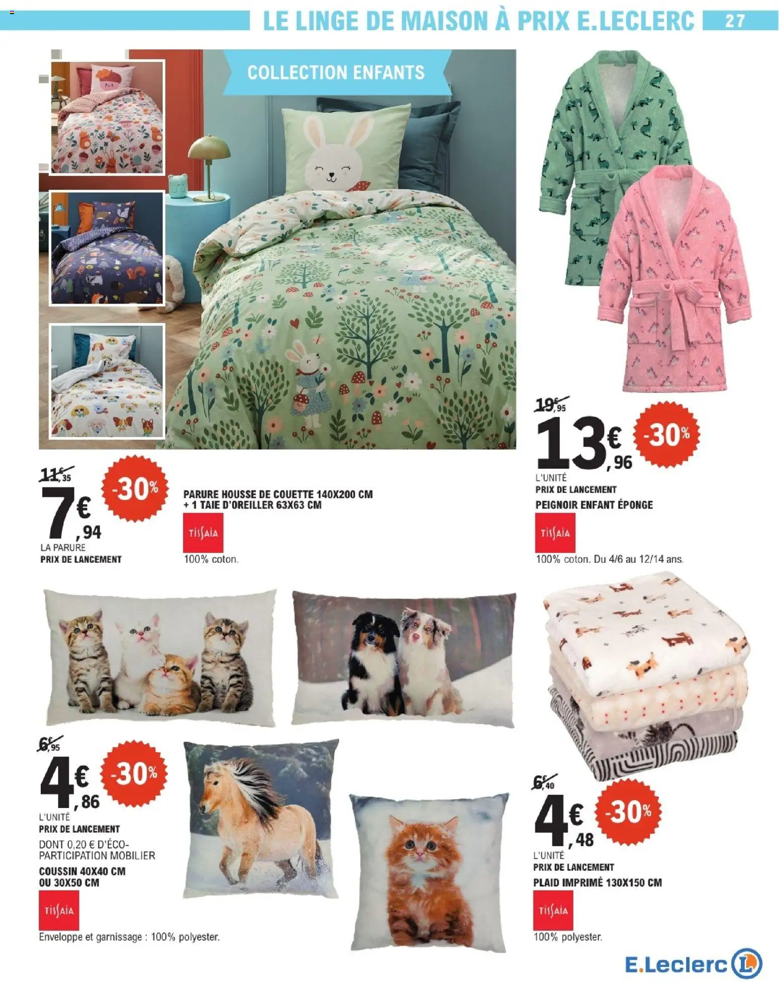 {H1} | Page: 27 | Produits: Peignoir, Eponge, Housse de couette, Couette