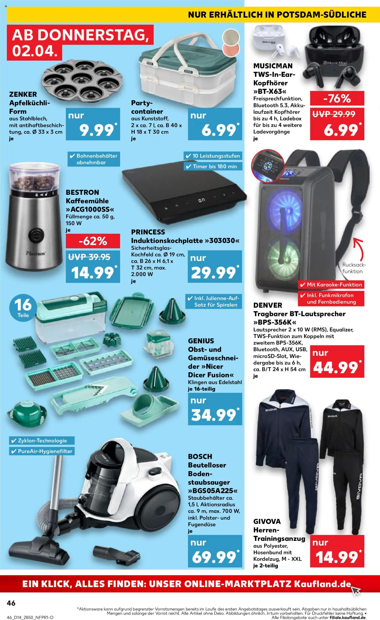Kaufland Prospekt Potsdam	 – gültig ab 02.04.2026 | Seite: 46 | Produkte: Bosch, Lautsprecher, Obst, Kopfhörer