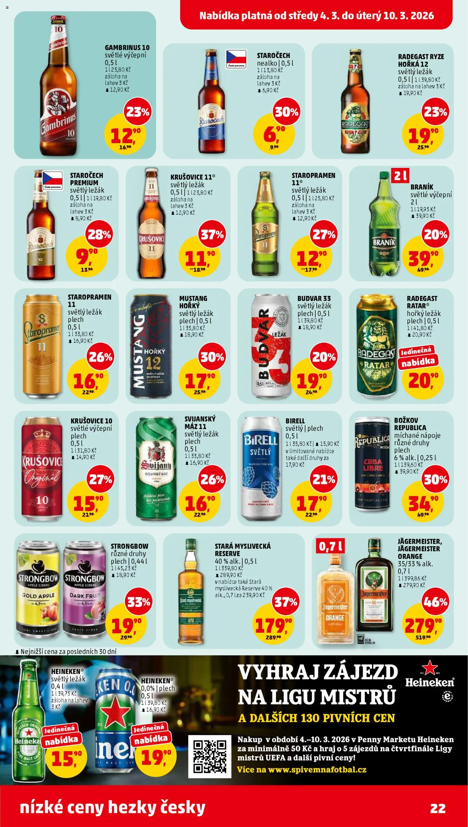 Penny Market leták od 04.03.2026 | Strana: 22 | Produkty: Staropramen, Cider, Strongbow, Gambrinus 10