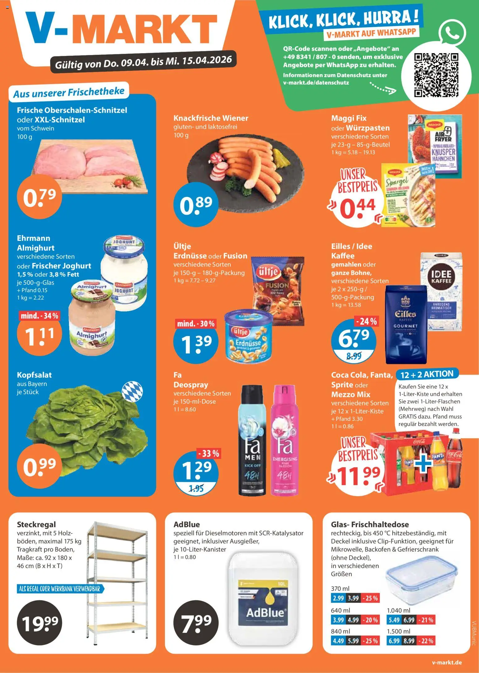 V-Markt München – gültig ab 09.04.2026 | Seite: 1 | Produkte: Hahnchen, Maggi, Joghurt, Deospray