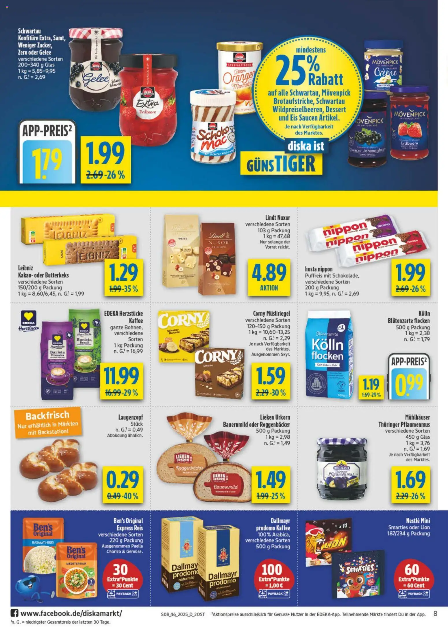 Diska - Diska Angebote Sachsen-Thüringen KW46 – gültig ab 10.11.2025 | Seite: 8 | Produkte: Creme, Dallmayr, Reis, Flocken