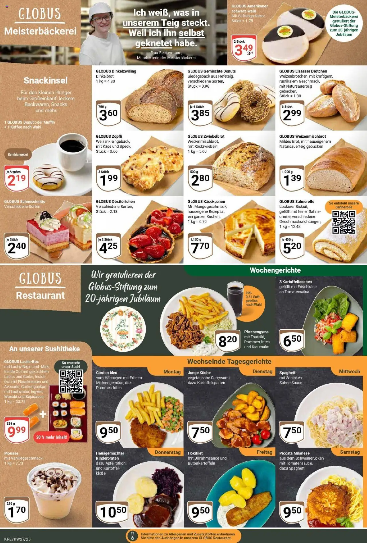 Globus prospekt Krefeld	 - gültig ab dem 29.06.2025 | Seite: 12 | Produkte: Hahnchen, Donuts, Sahne, Frischkase