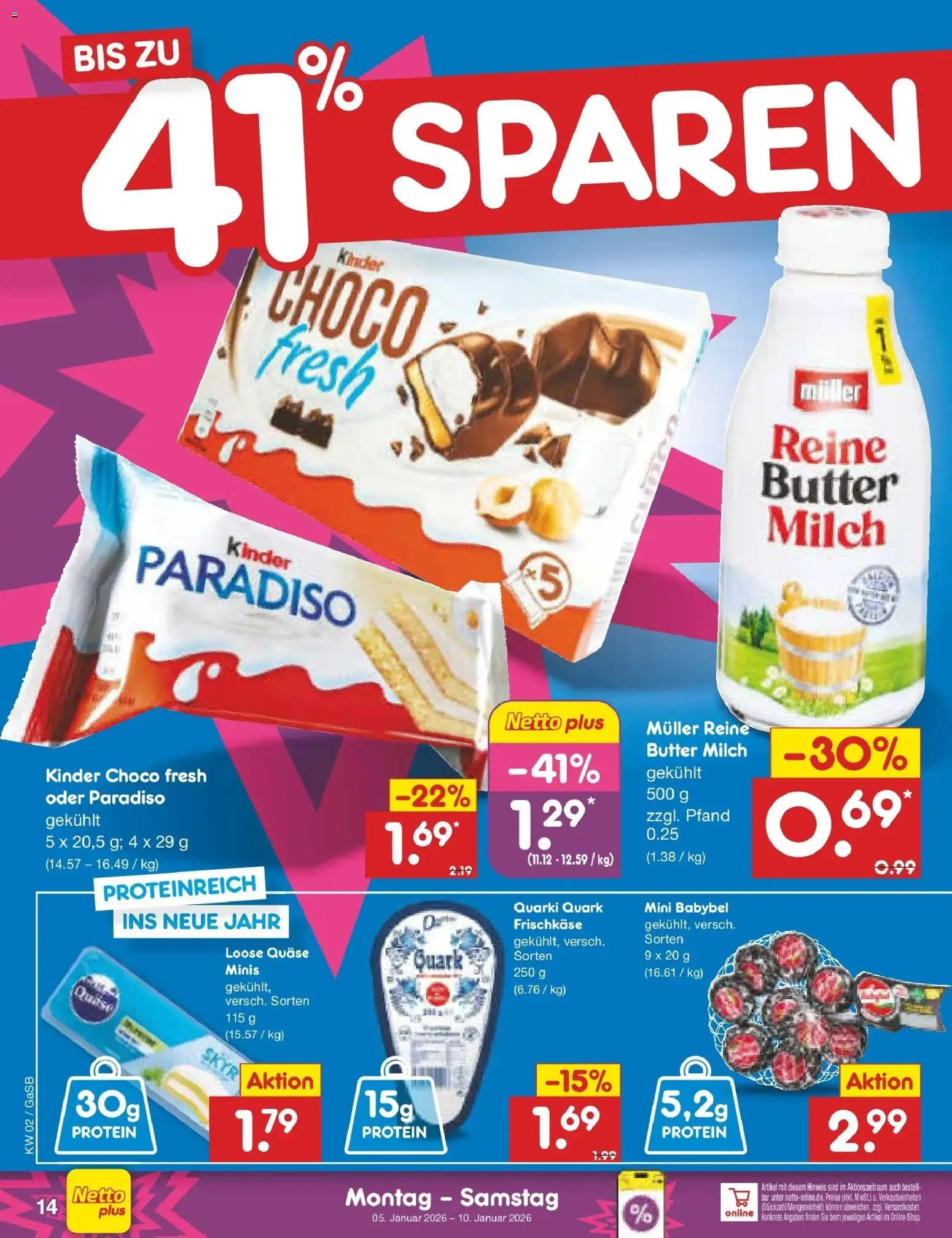 Netto Marken-Discount - Netto: Wochenangebote – gültig ab 05.01.2026 | Seite: 14 | Produkte: Quark, Milch, Butter, Babybel