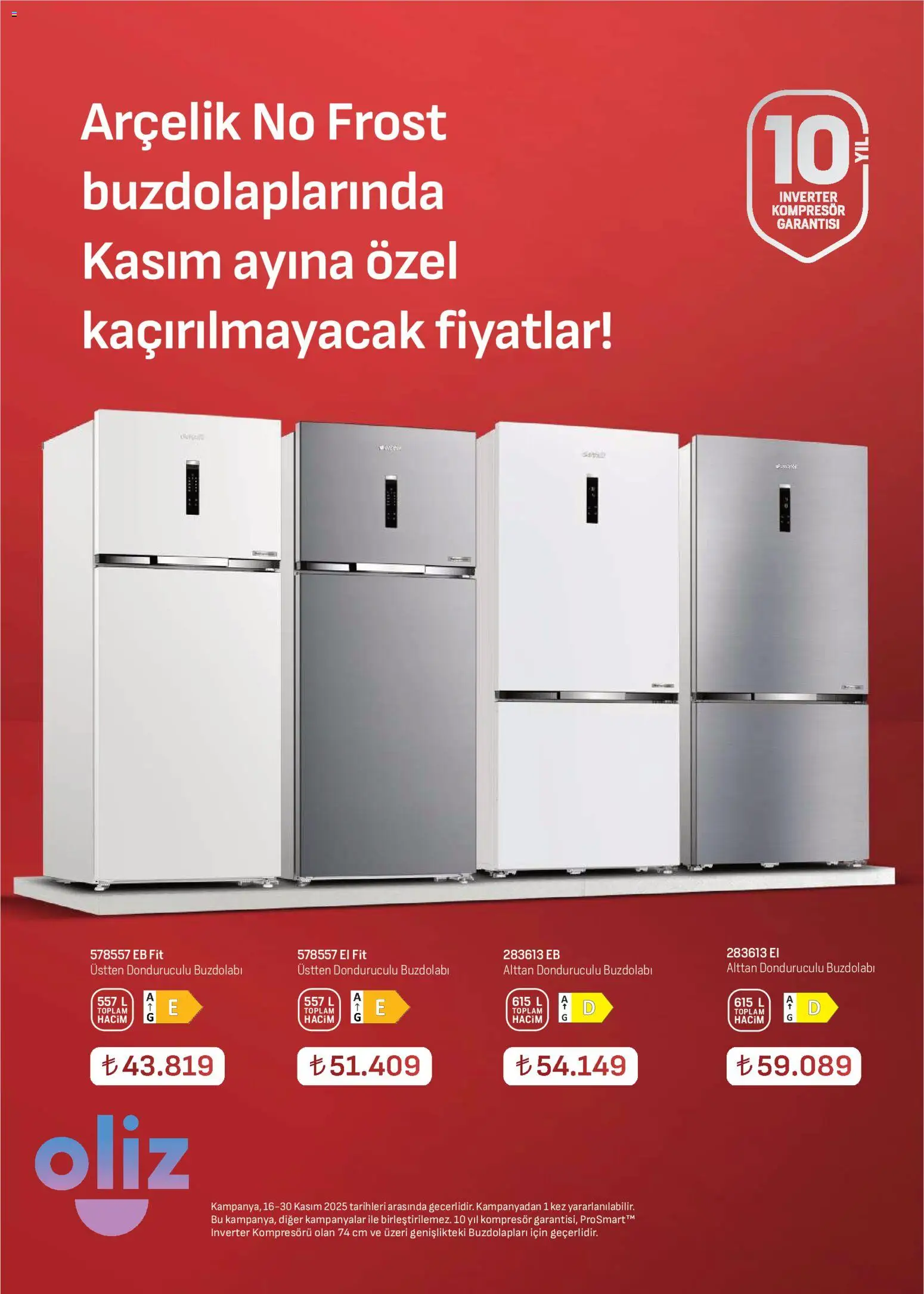 Arçelik Katalog - 16.11.2025 tarihinden itibaren geçerlidir | Sayfa: 13 | Ürünler: Buzdolabı