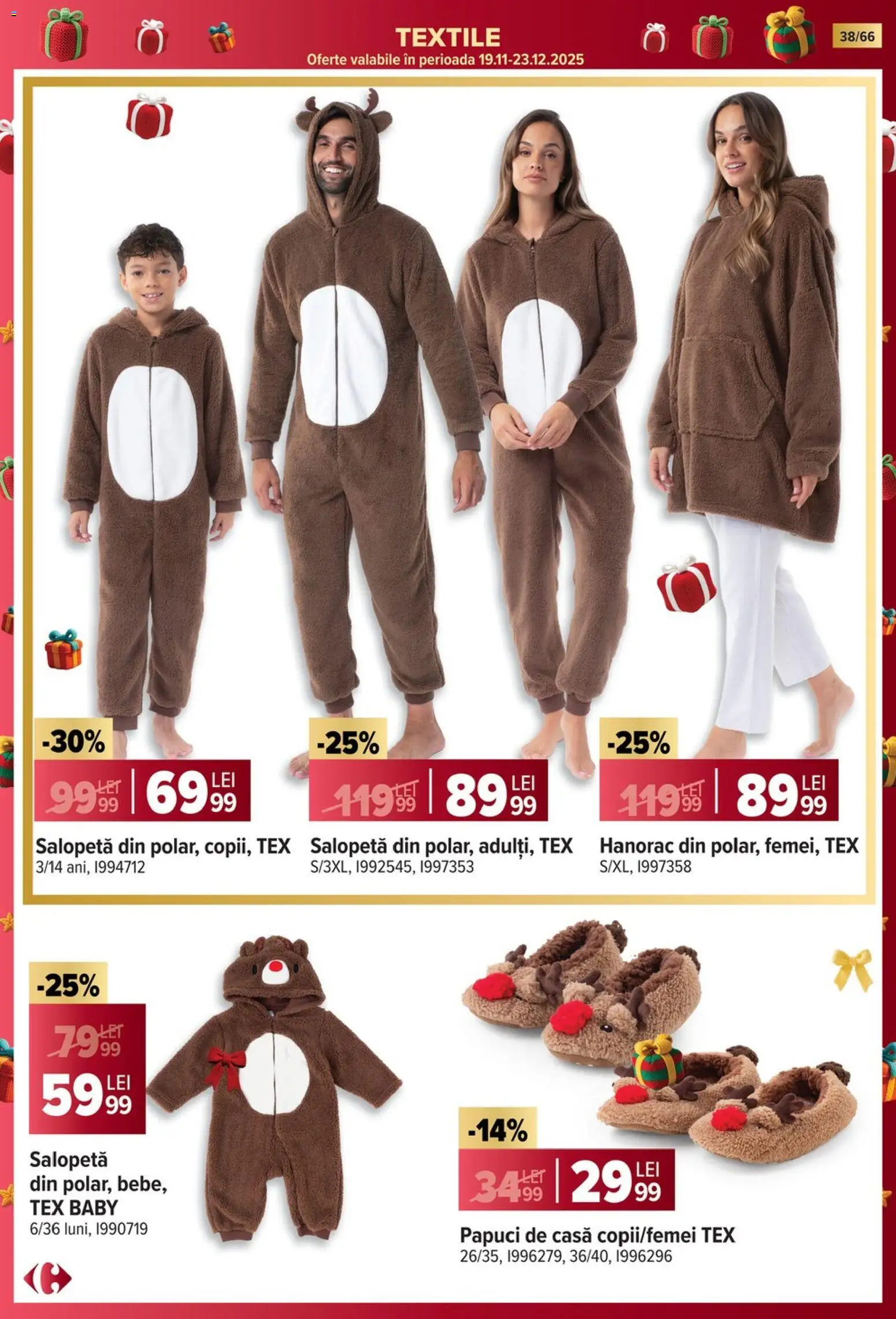 Noul catalog Carrefour – valabil de la 19.11.2025 | Pagină: 38 | Produse: Salopetă, Keşe, Papuci