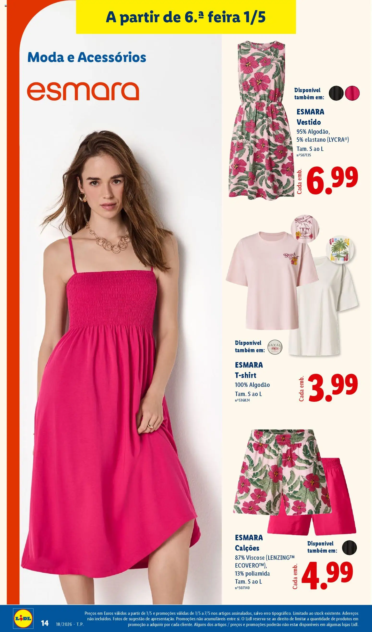 Lidl Novidades │ válido de 27.04.2026 | Página: 14 | Produtos: Vestido, Algodão, Calções