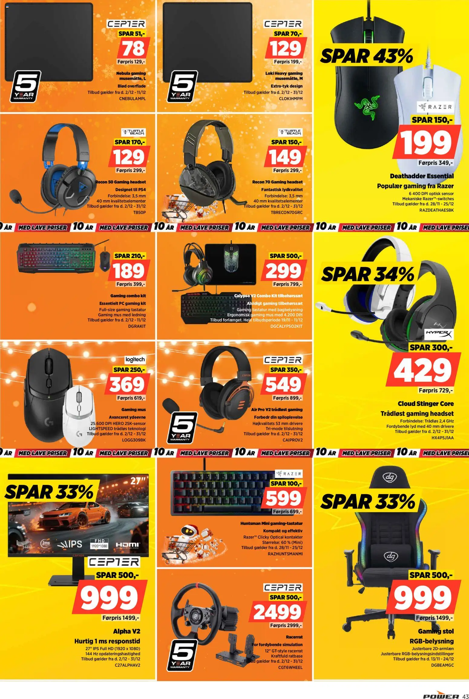 Power tilbudsavis – gyldig fra 02.12.2025 | Side: 43 | Produkter: Stol, Mus, Tastatur, Gaming mus