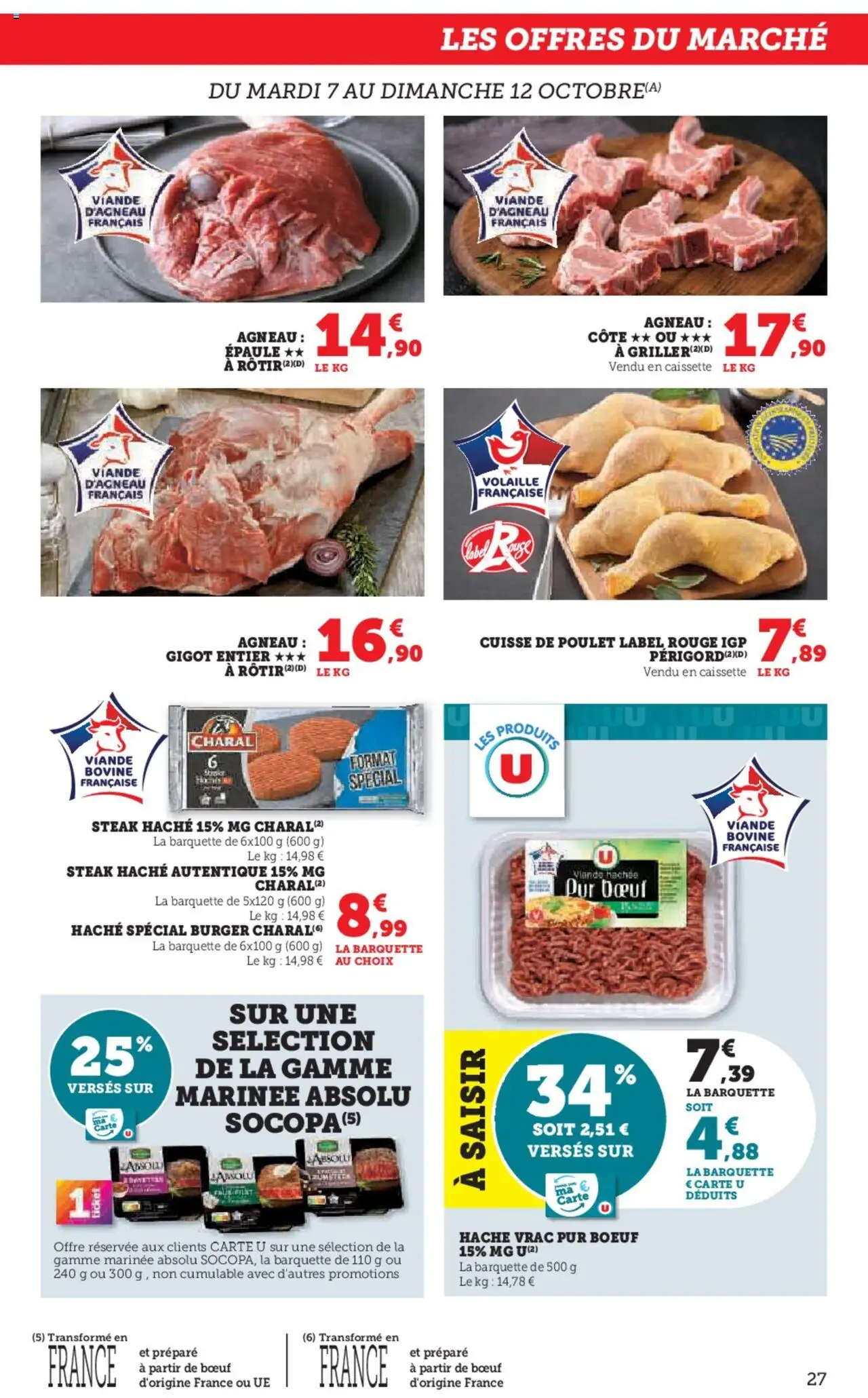 {H1} | Page: 27 | Produits: Volaille, Viande hachée, Cuisse de poulet, Viande bovine