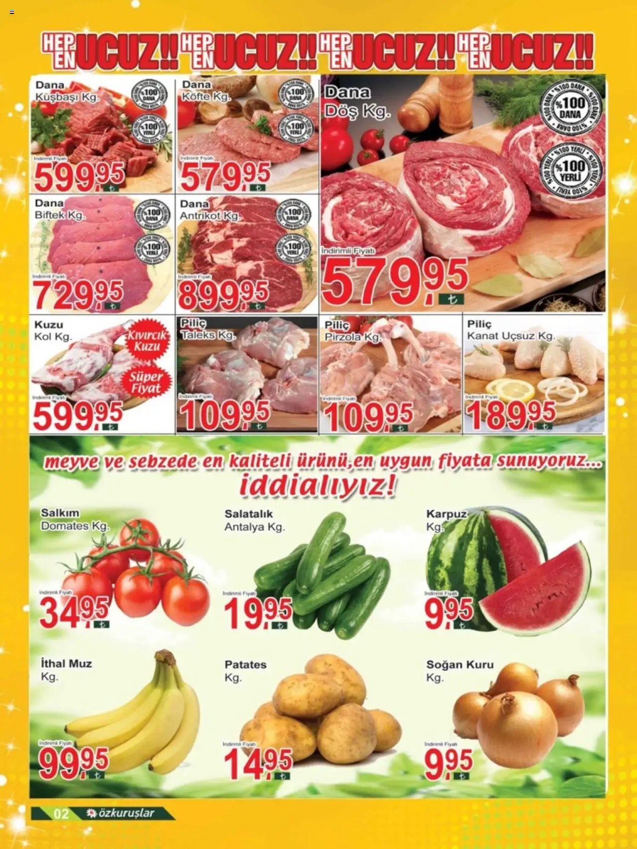 Özkuruşlar Katalog - 19.06.2025 tarihinden itibaren geçerlidir | Sayfa: 2 | Ürünler: Muz, Soğan, Piliç, Karpuz
